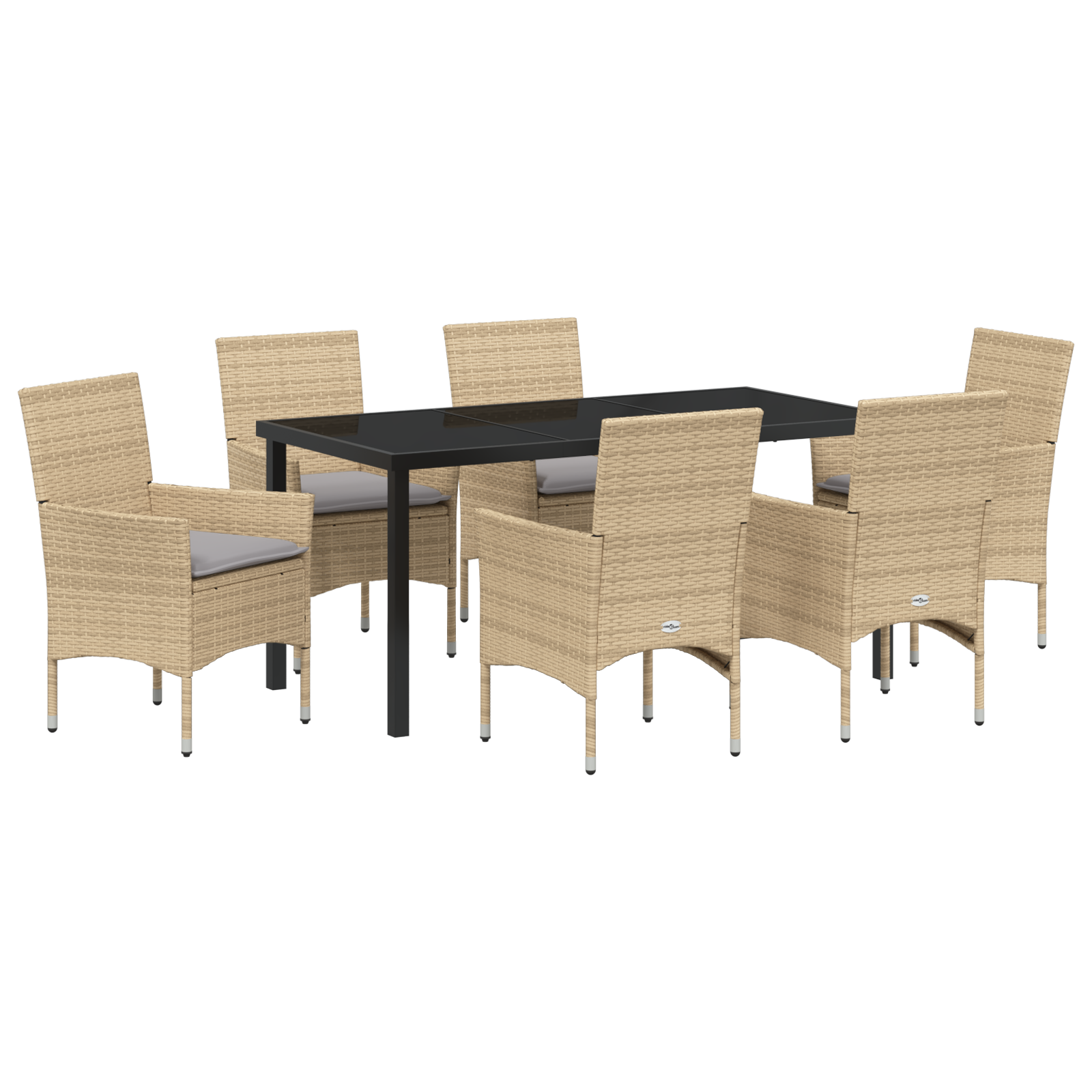 Set de Dining pentru Grădină 7 Piese cu Perne Bej Ratan Poli GartenMobel Dekor