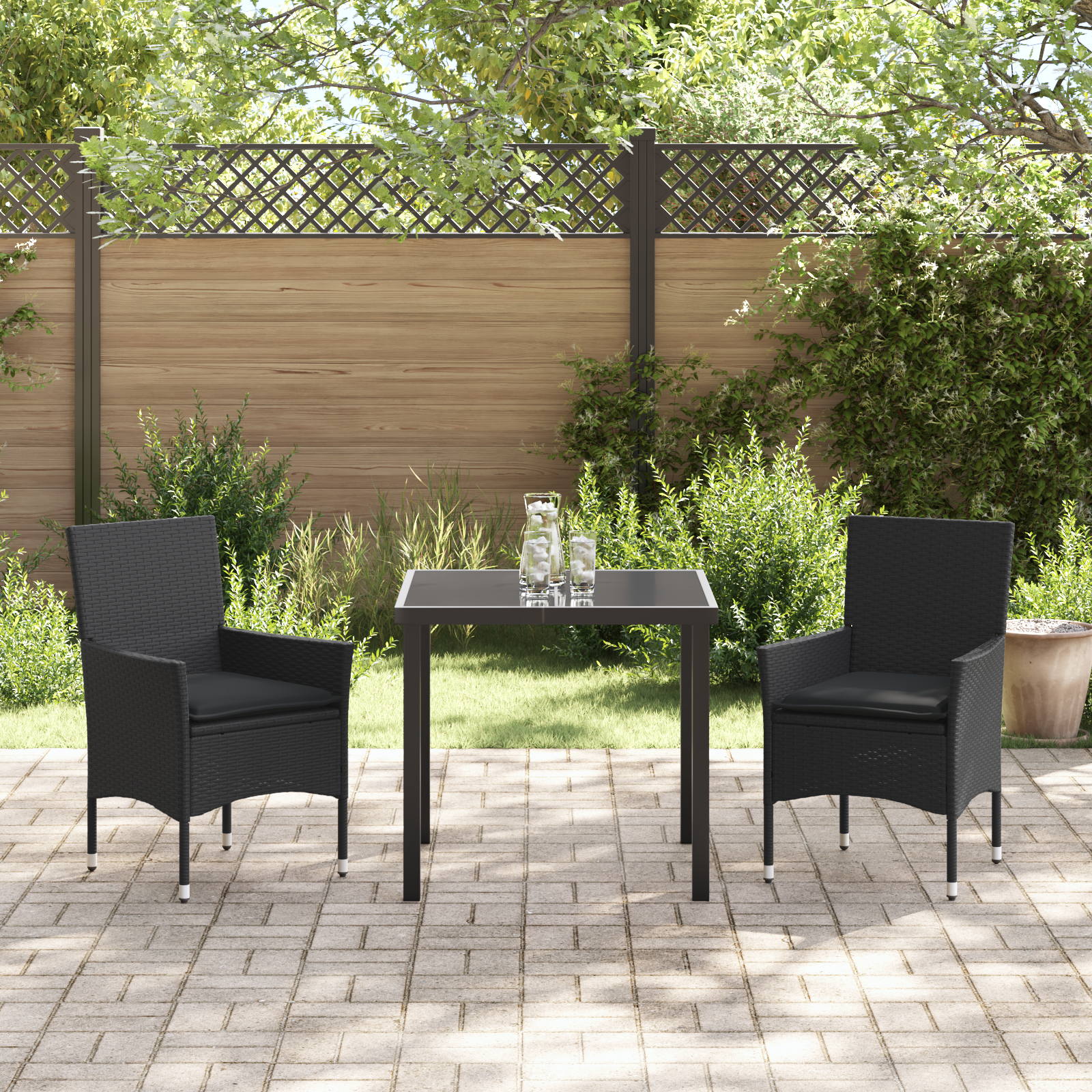 Set de Dining pentru Grădină cu Perne Poliratan Negru GartenMobel Dekor