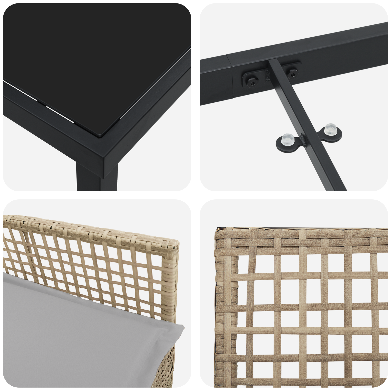 Set de Masa pentru Grădină cu Perne Bej Ratan Poly GartenMobel Dekor