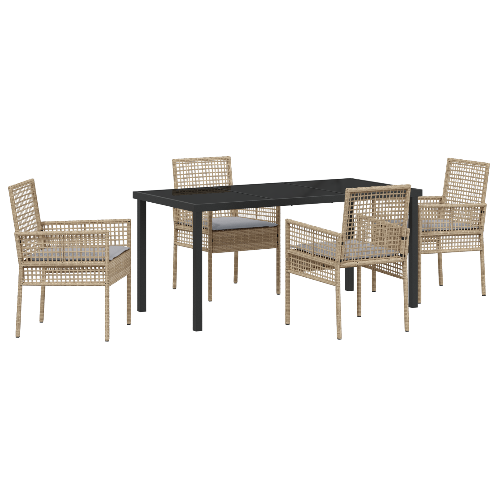 Set de Masa pentru Grădină cu Perne Bej Ratan Poly GartenMobel Dekor