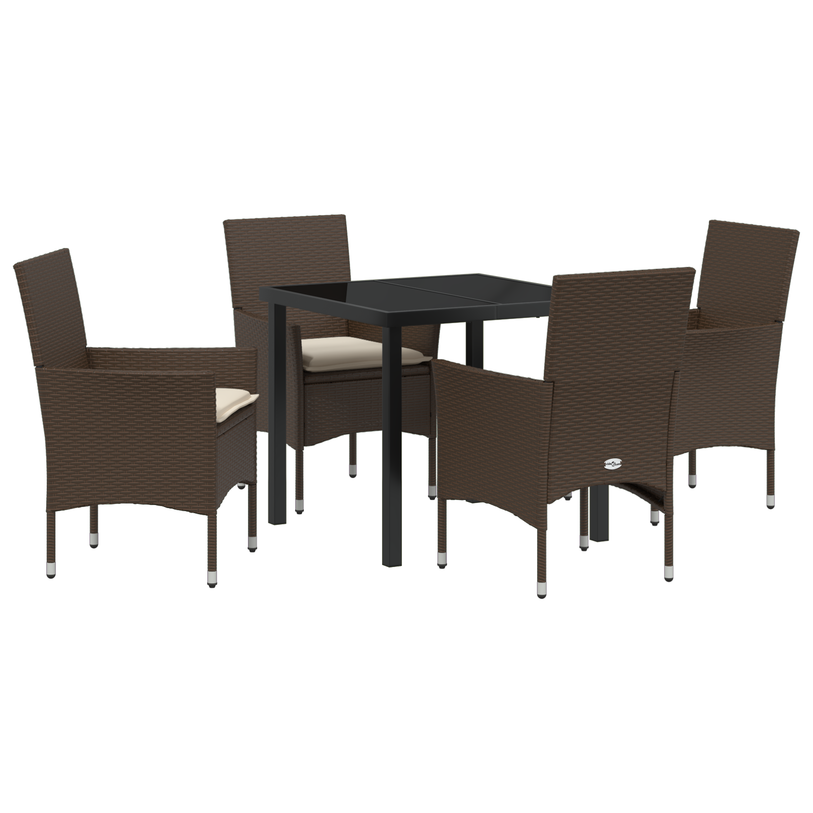 Set de dining pentru grădină cu 5 piese și perne maro poli ratan GartenMobel Dekor