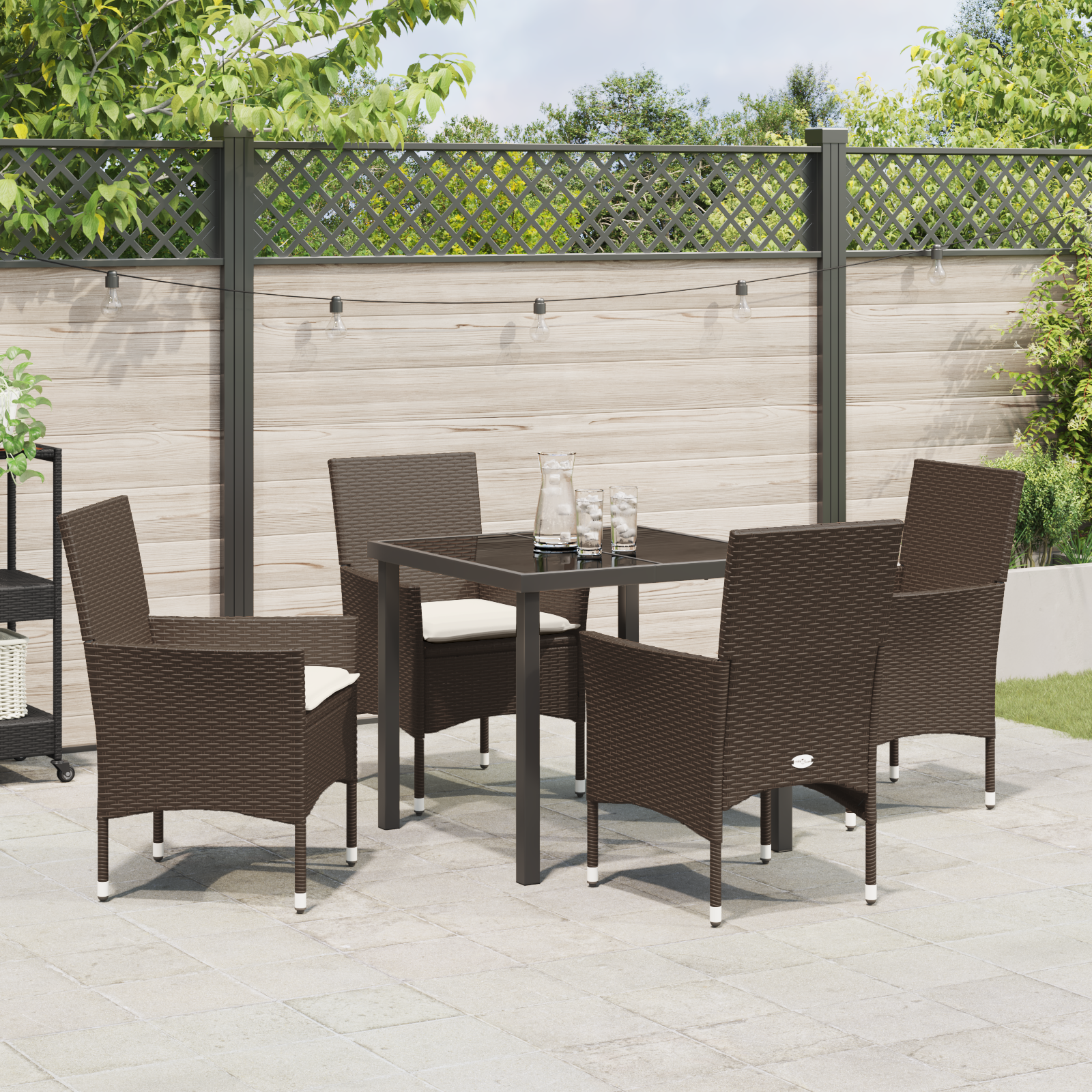 Set de dining pentru grădină cu 5 piese și perne maro poli ratan GartenMobel Dekor