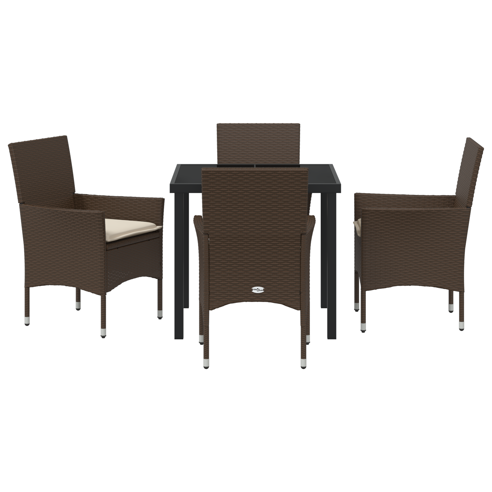 Set de dining pentru grădină cu 5 piese și perne maro poli ratan GartenMobel Dekor