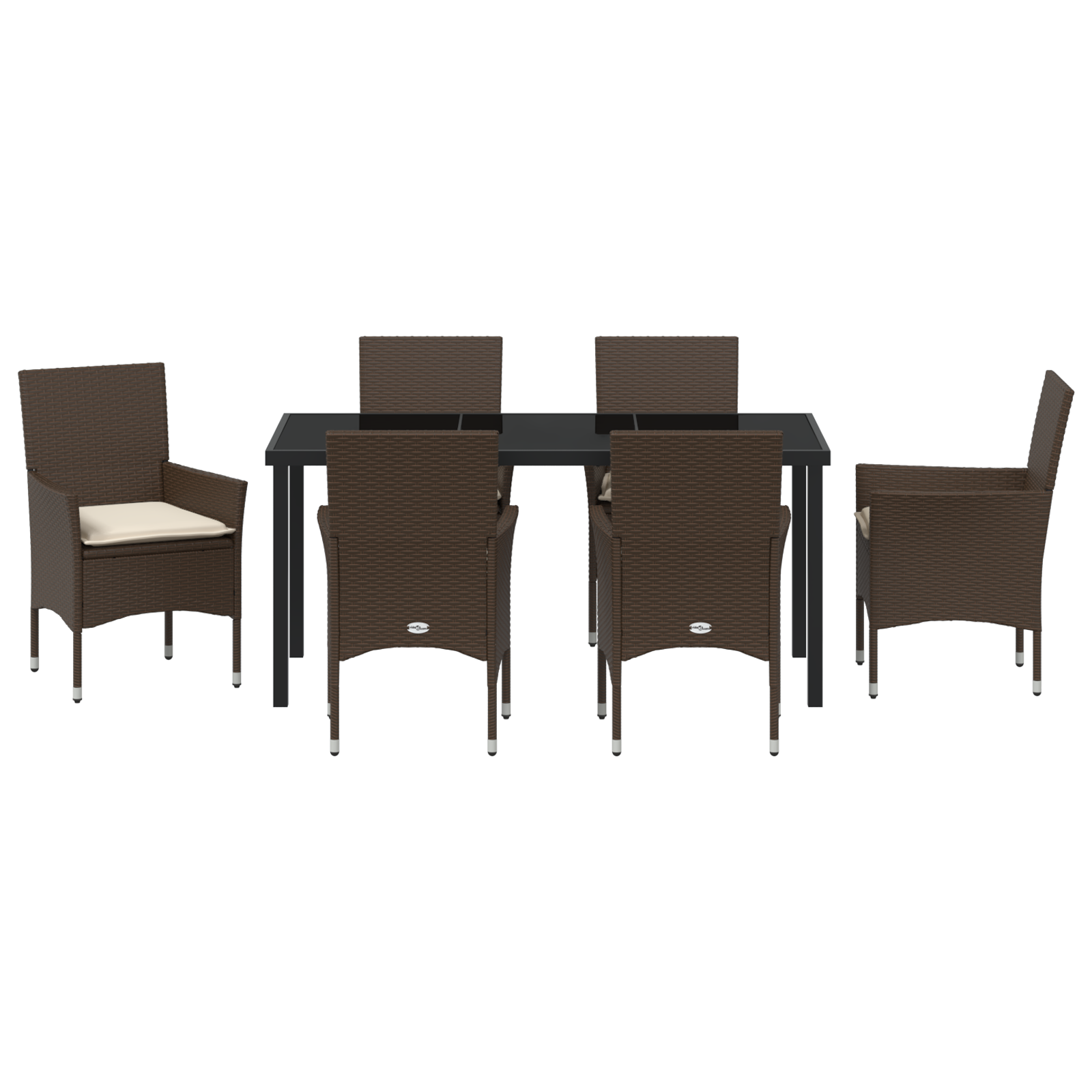 Set de dining pentru grădină cu 7 piese și perne maro poliratan GartenMobel Dekor
