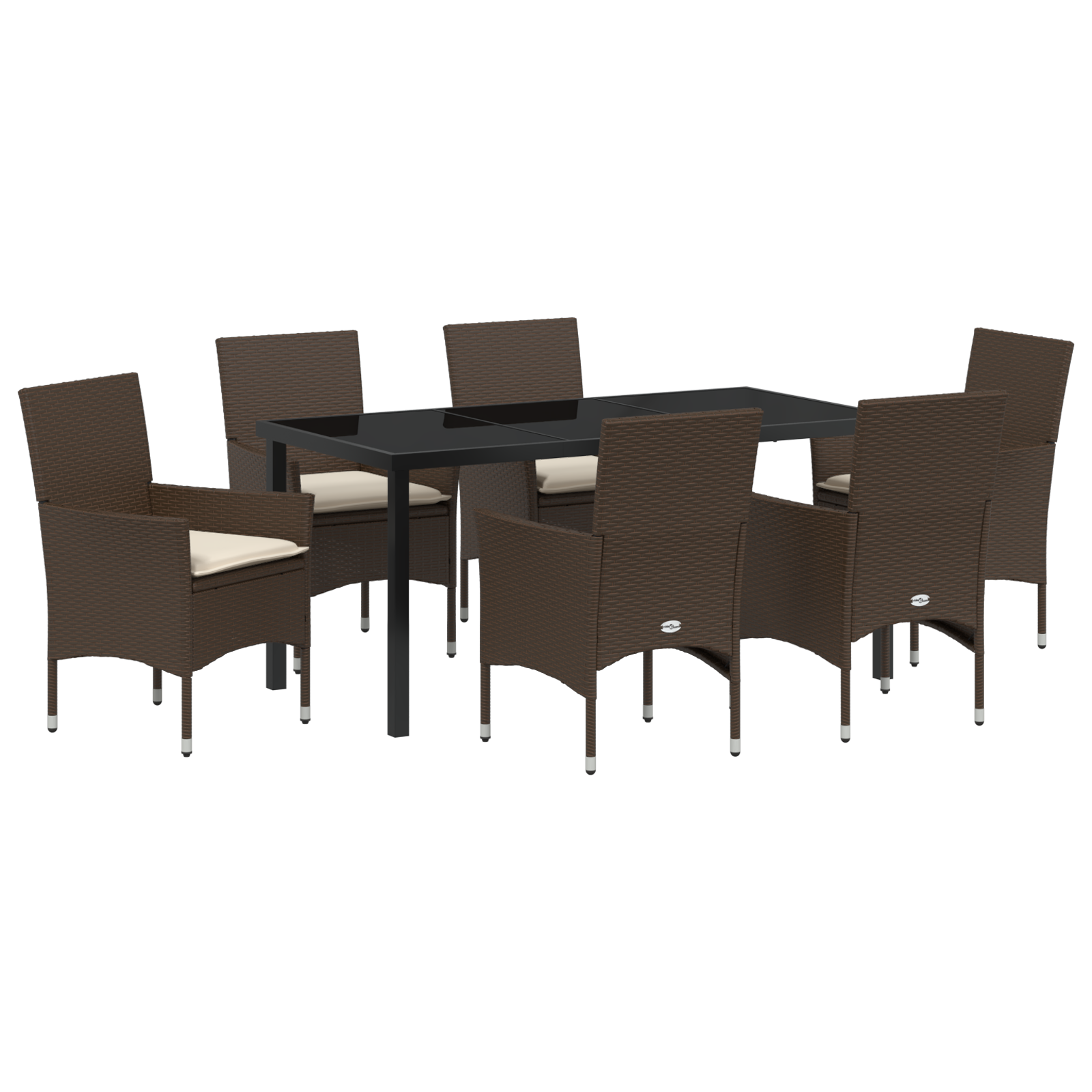 Set de dining pentru grădină cu 7 piese și perne maro poliratan GartenMobel Dekor