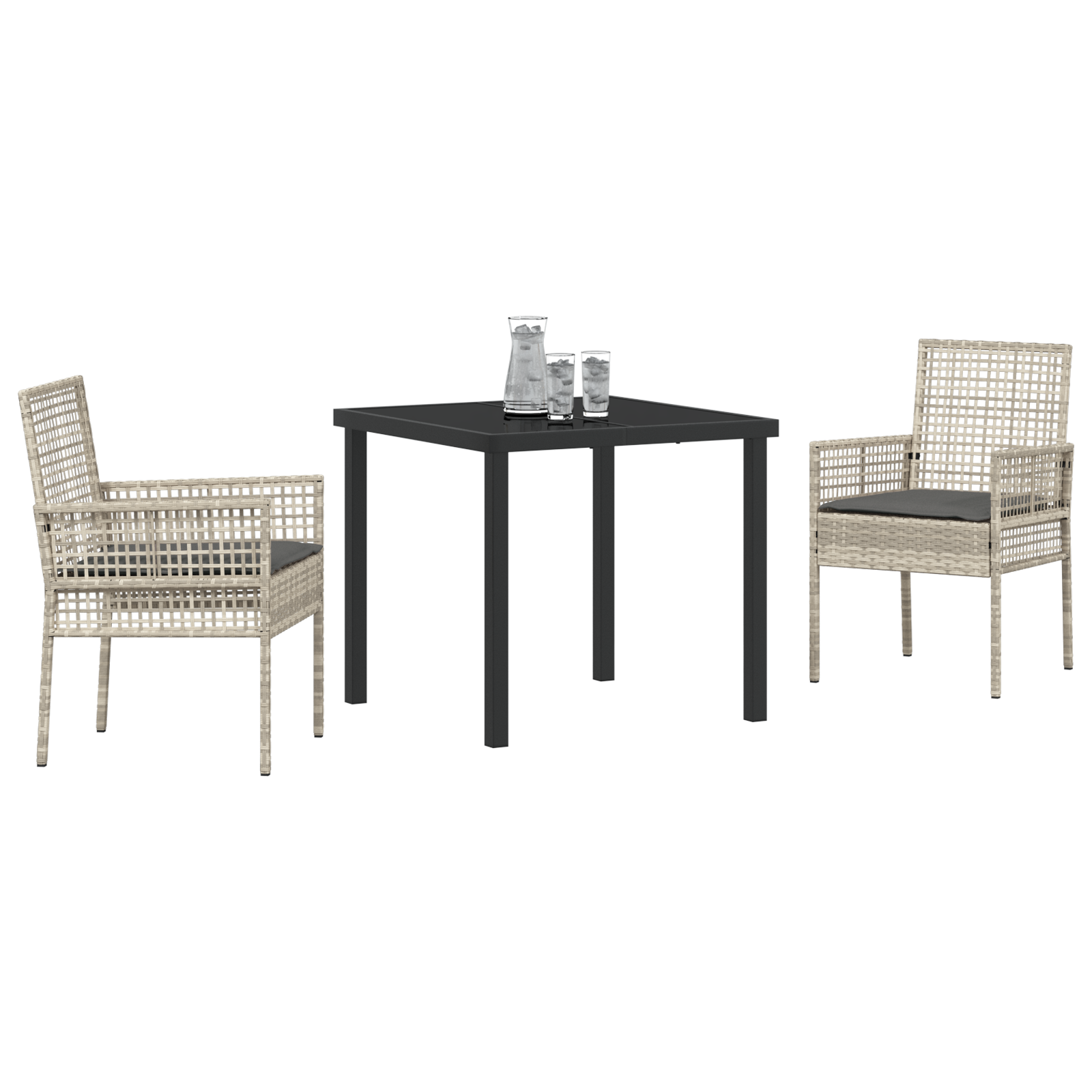 Set dining grădină cu pernute gri deschis din poliratan GartenMobel Dekor