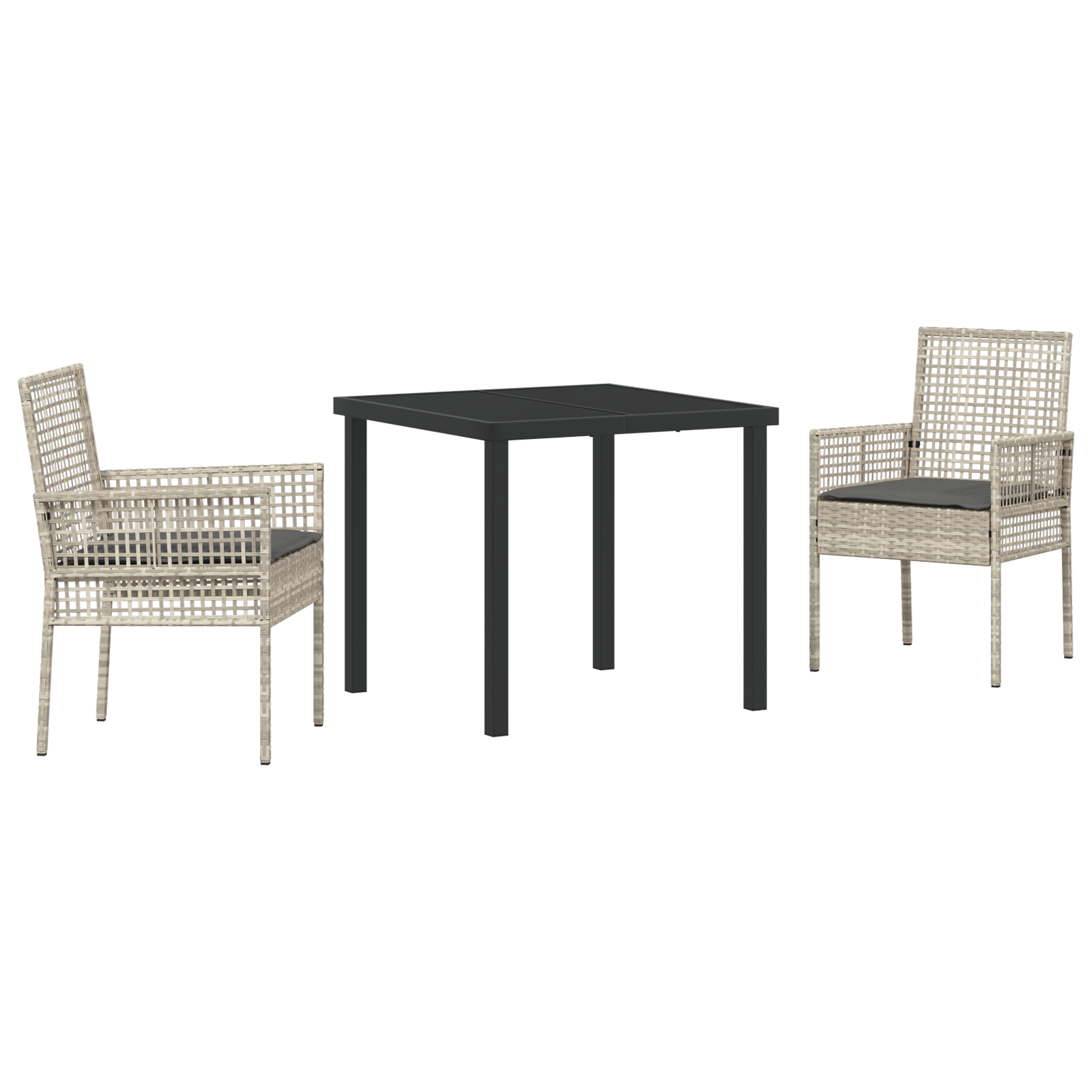 Set dining grădină cu pernute gri deschis din poliratan GartenMobel Dekor