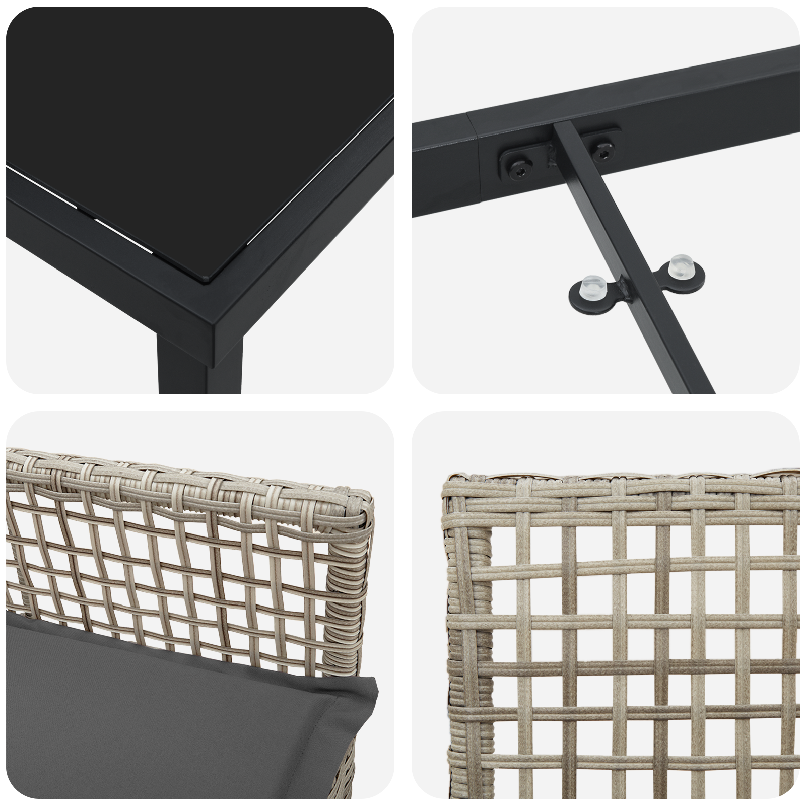 Set dining grădină cu pernute gri deschis din poliratan GartenMobel Dekor