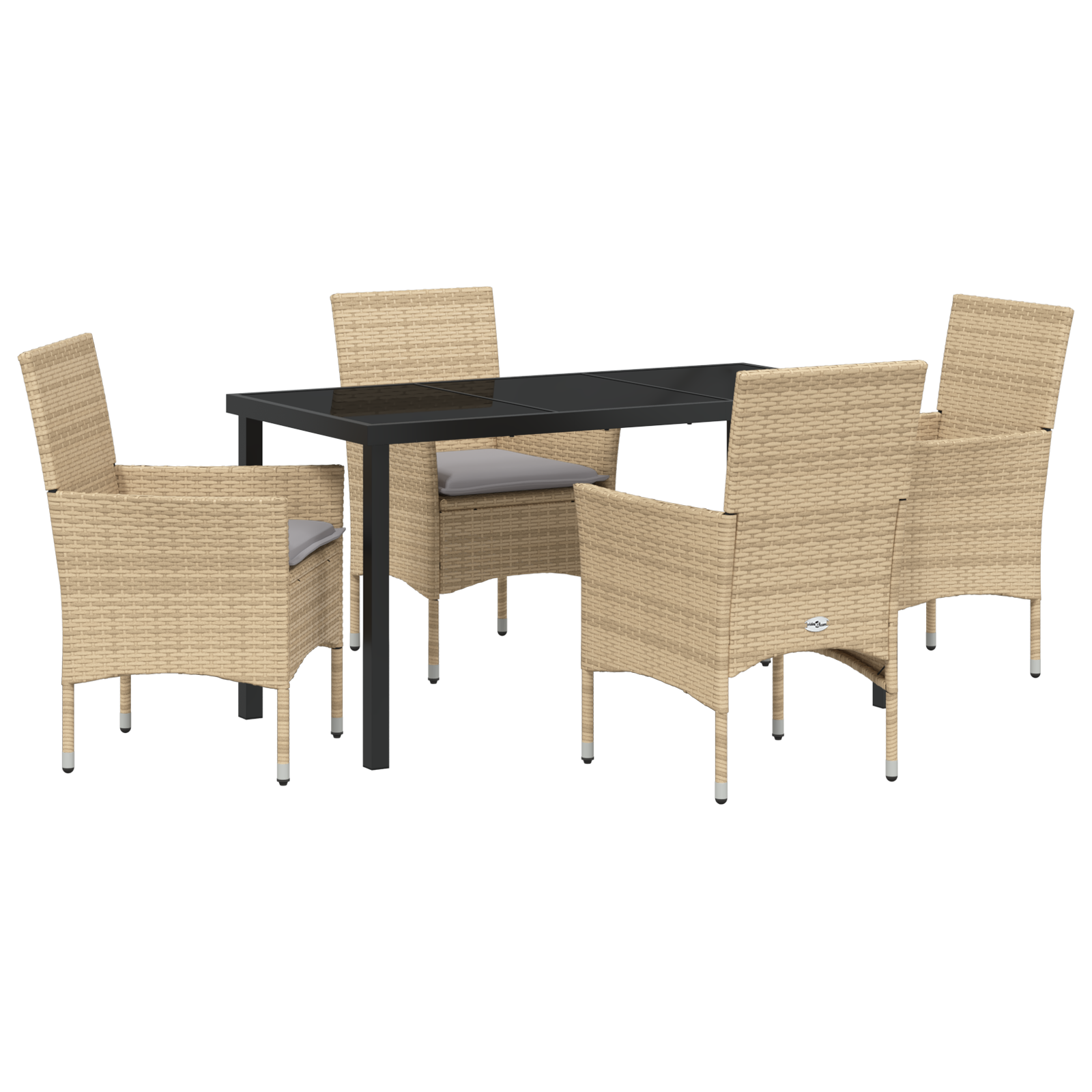 Set masă grădină 5 piese cu perne bej ratan polimer GartenMobel Dekor
