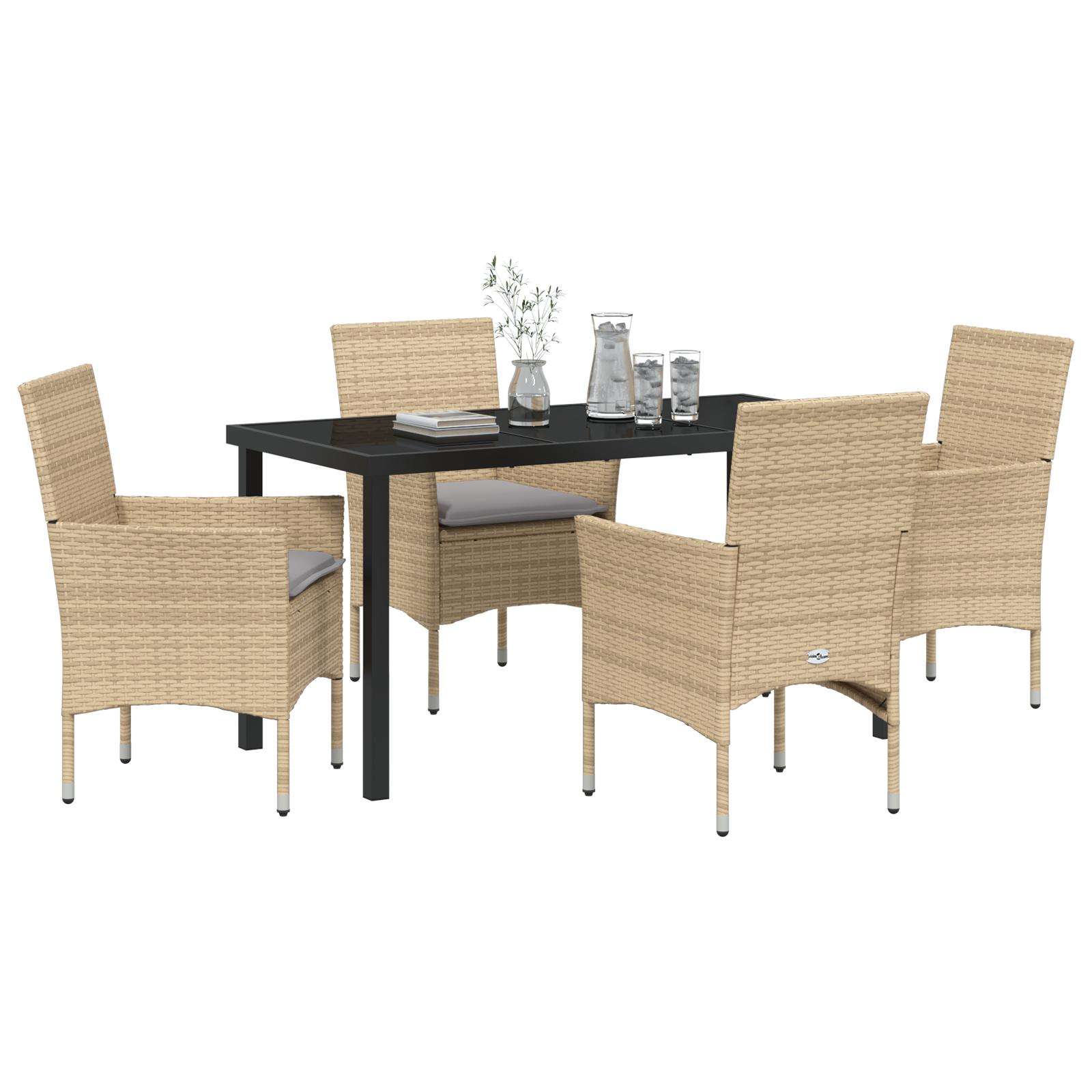 Set masă grădină 5 piese cu perne bej ratan polimer GartenMobel Dekor