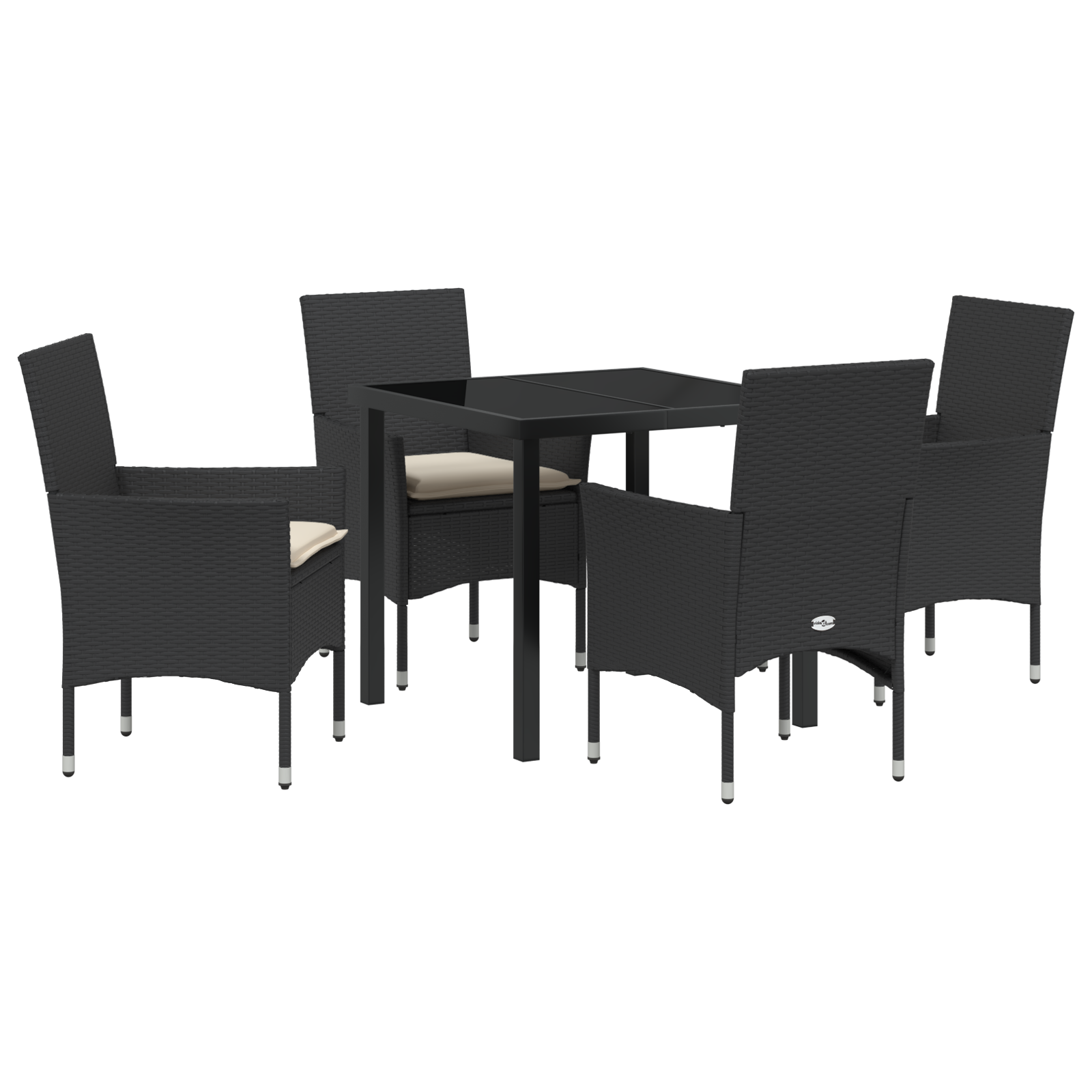 Set masă grădină cu 5 piese și perne, Ratan poli negru GartenMobel Dekor