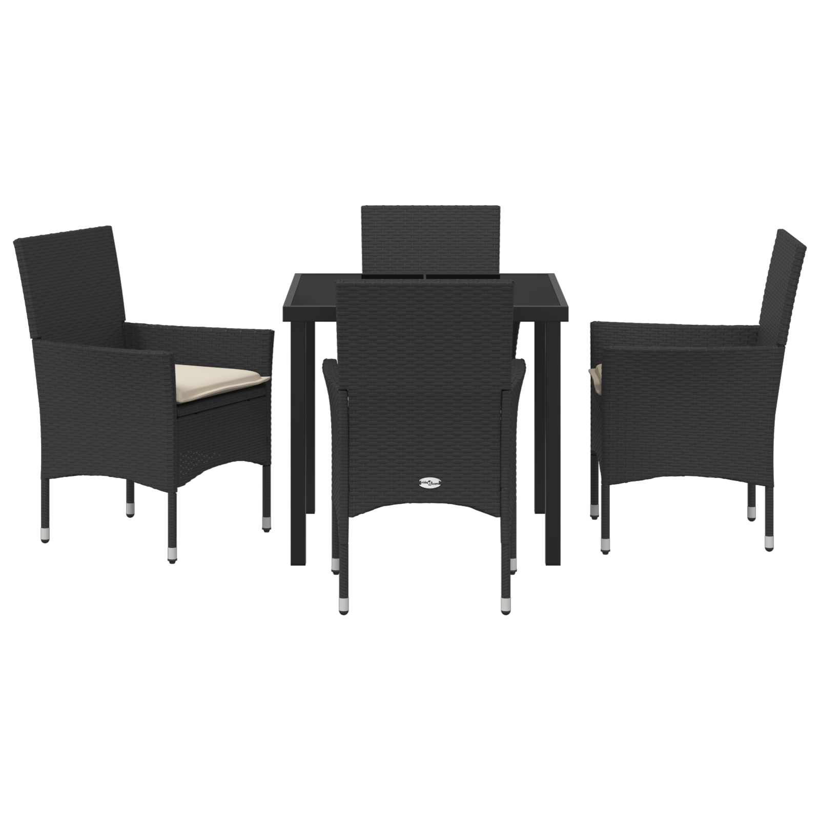 Set masă grădină cu 5 piese și perne, Ratan poli negru GartenMobel Dekor