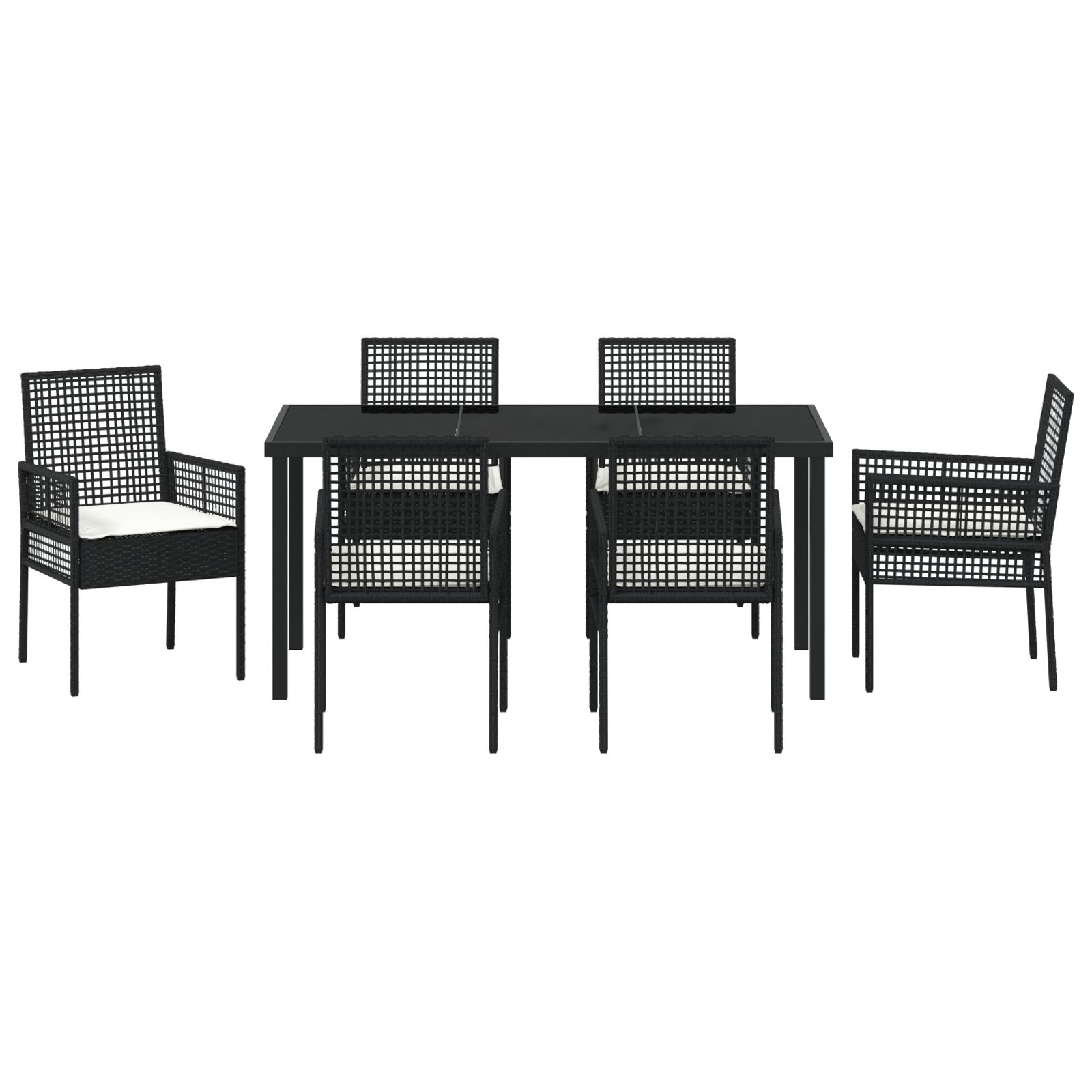 Set mese pentru grădină cu perne Poli-ratan negru GartenMobel Dekor