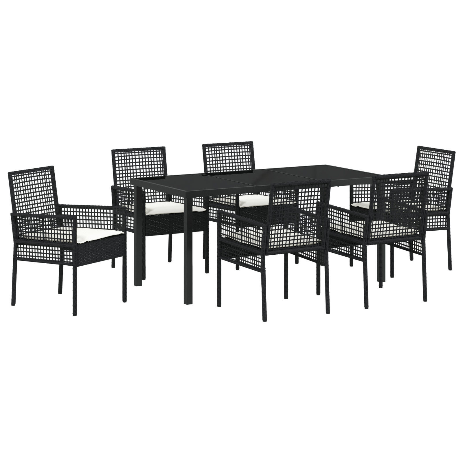 Set mese pentru grădină cu perne Poli-ratan negru GartenMobel Dekor
