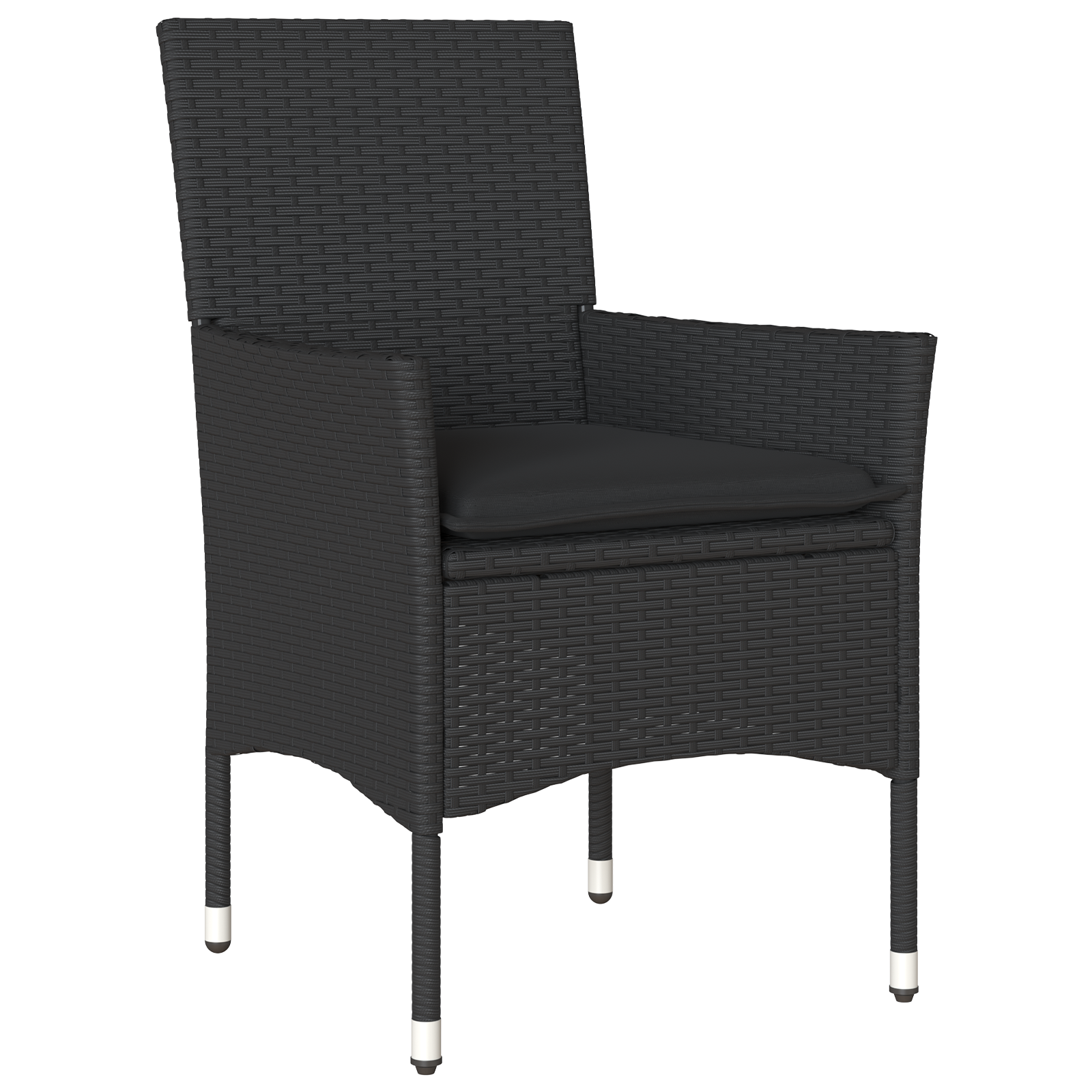 Set de Dining pentru Grădină  7 Piese cu Perne Poliratan Negru, Masa Grădinii  Neagră 160x80x73 cm Sticlă Temperată GartenMobel Dekor