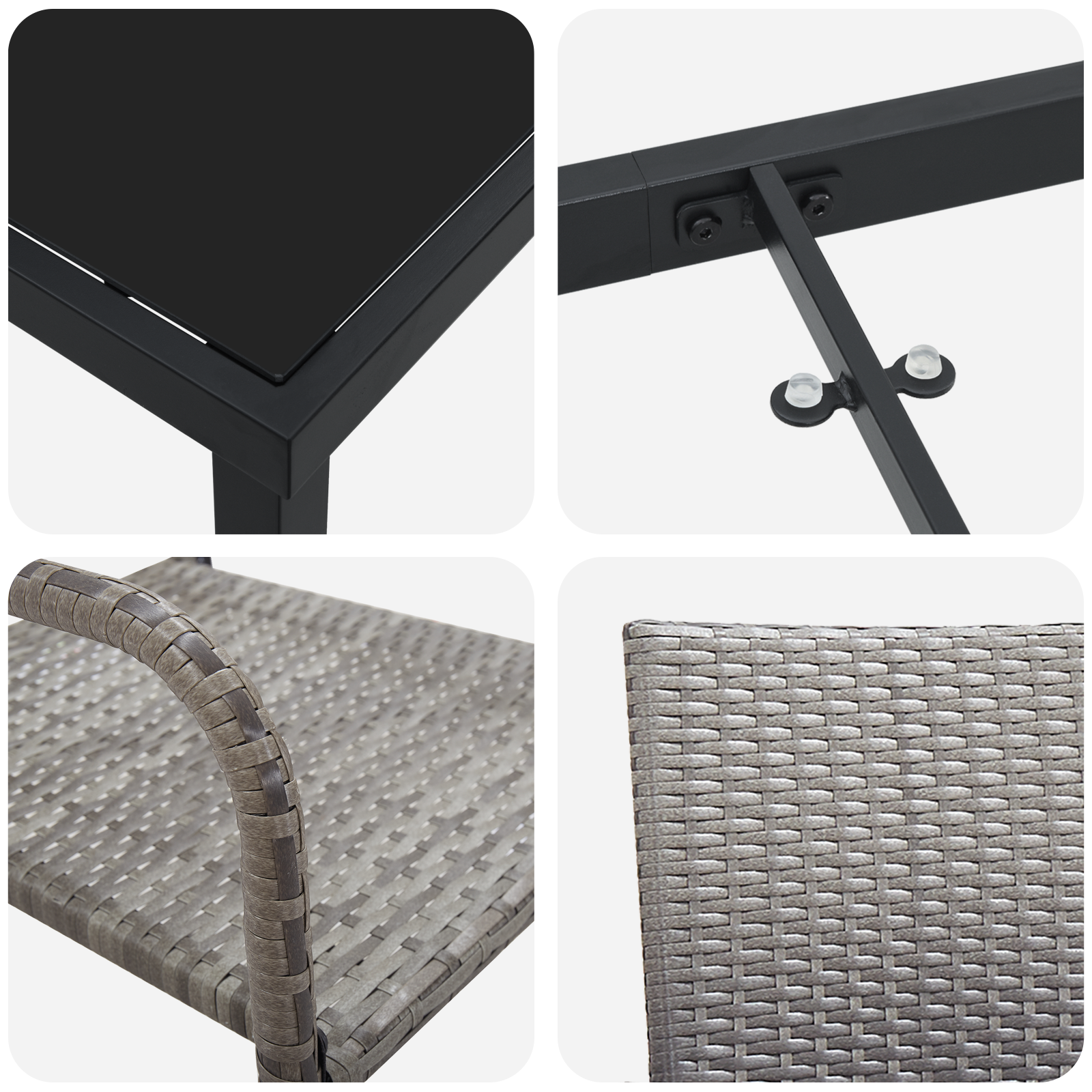 Set 3 scaune de grădină gri din poliratan GartenMobel Dekor