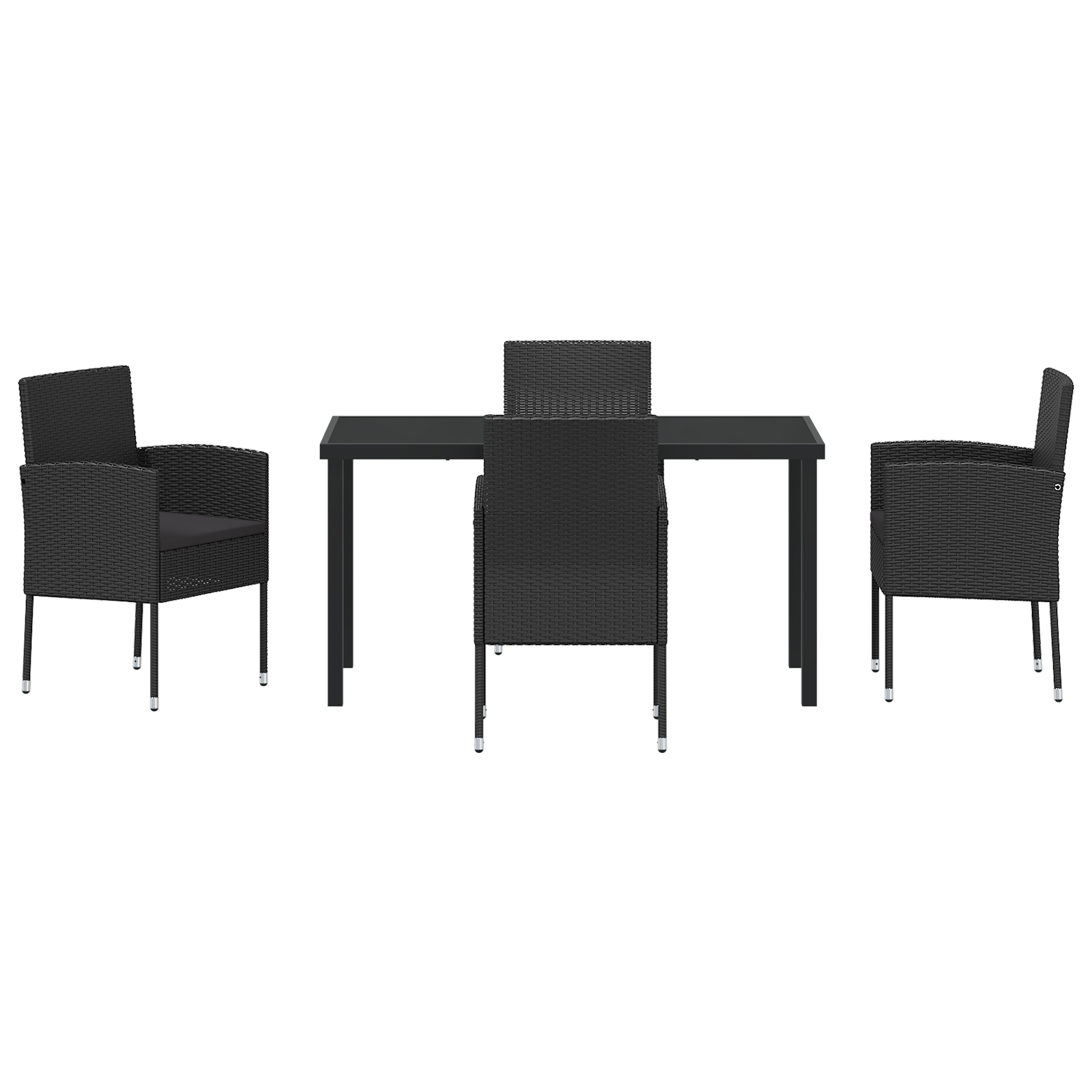 Set Dining Grădină 5 Piese cu Perne Rattan Polimer Negru GartenMobel Dekor