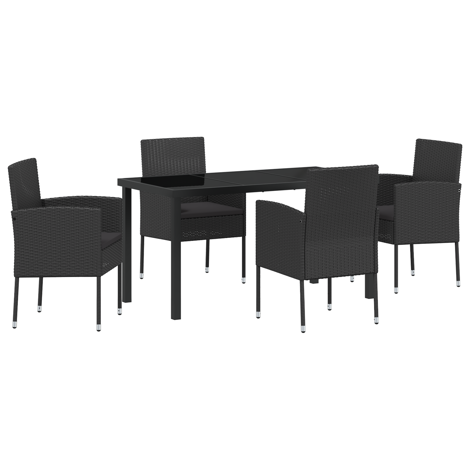 Set Dining Grădină 5 Piese cu Perne Rattan Polimer Negru GartenMobel Dekor