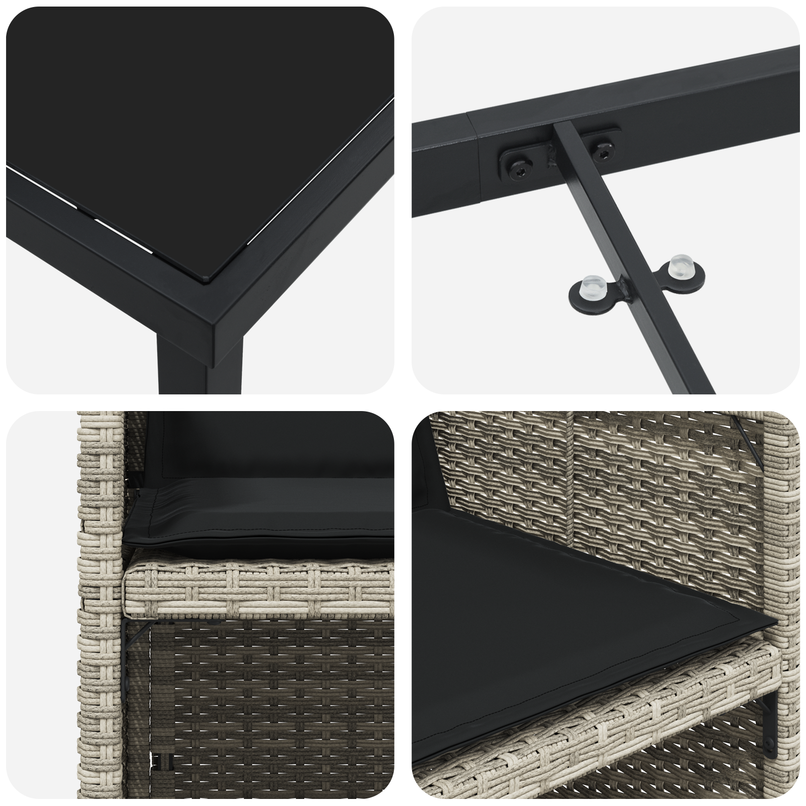 Set Masă Grădină cu Perne Gri Deschis Ratan Polimer GartenMobel Dekor