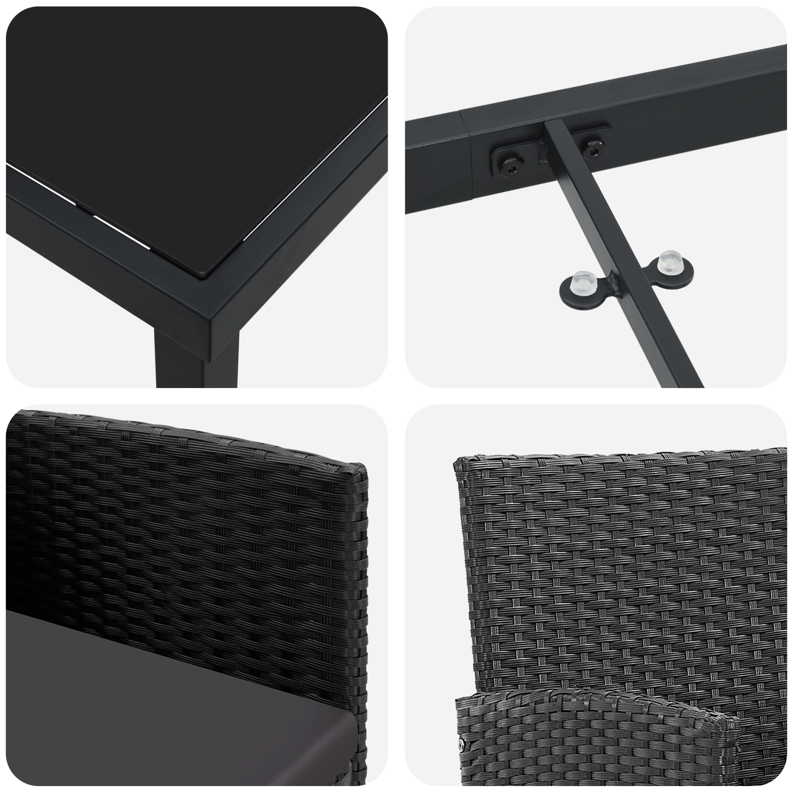Set Mese Grădină cu Perne Negre din Rattan Polimer GartenMobel Dekor