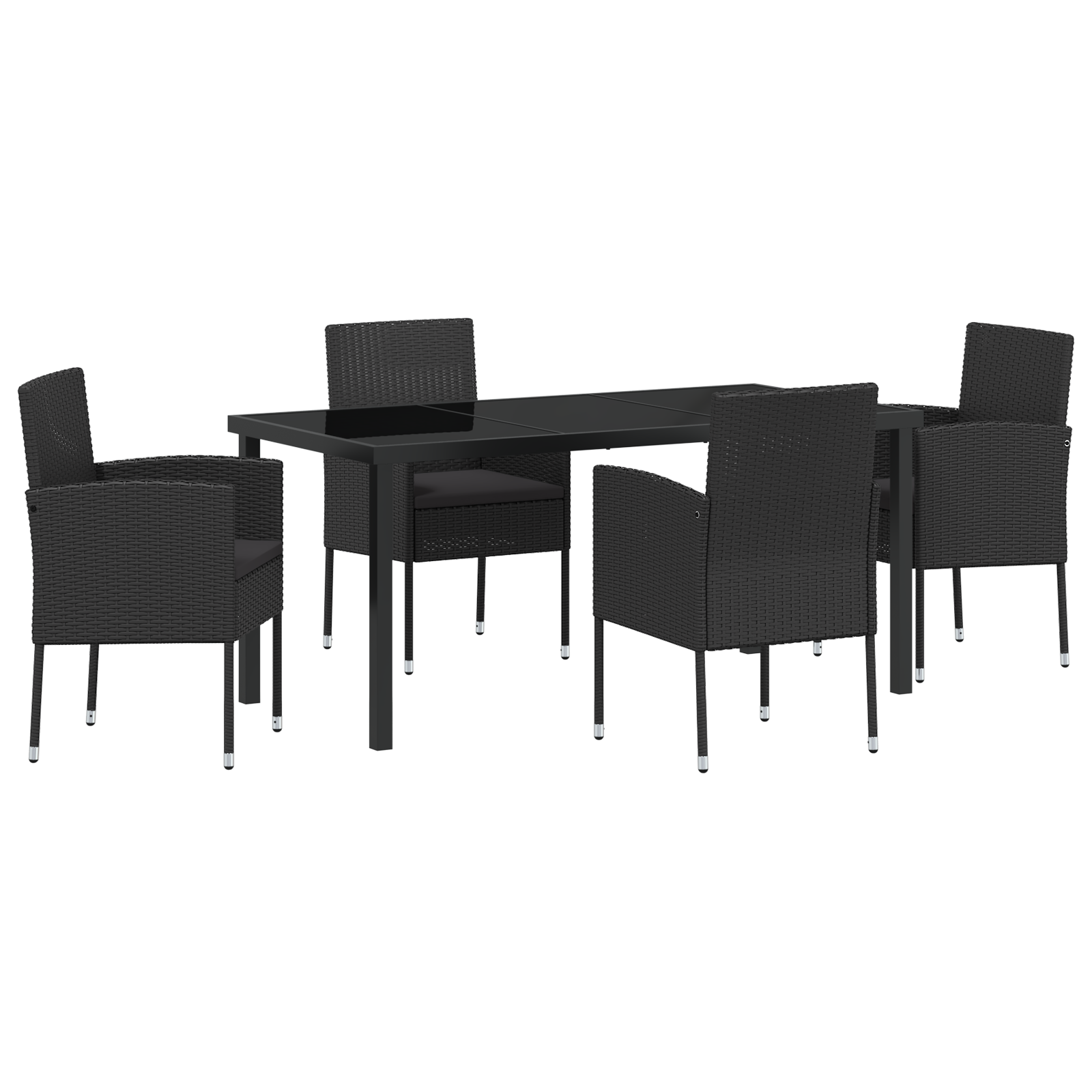 Set Mese Grădină cu Perne Negre din Rattan Polimer GartenMobel Dekor