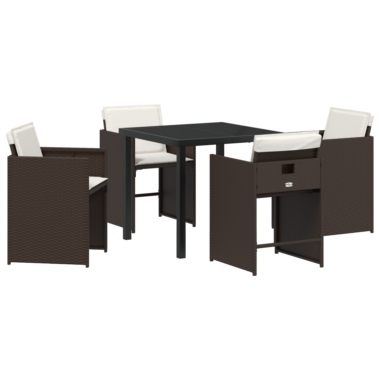 Set de 5 Piese pentru Dining în Grădină cu Perne Maro Ratan Poli GartenMobel Dekor