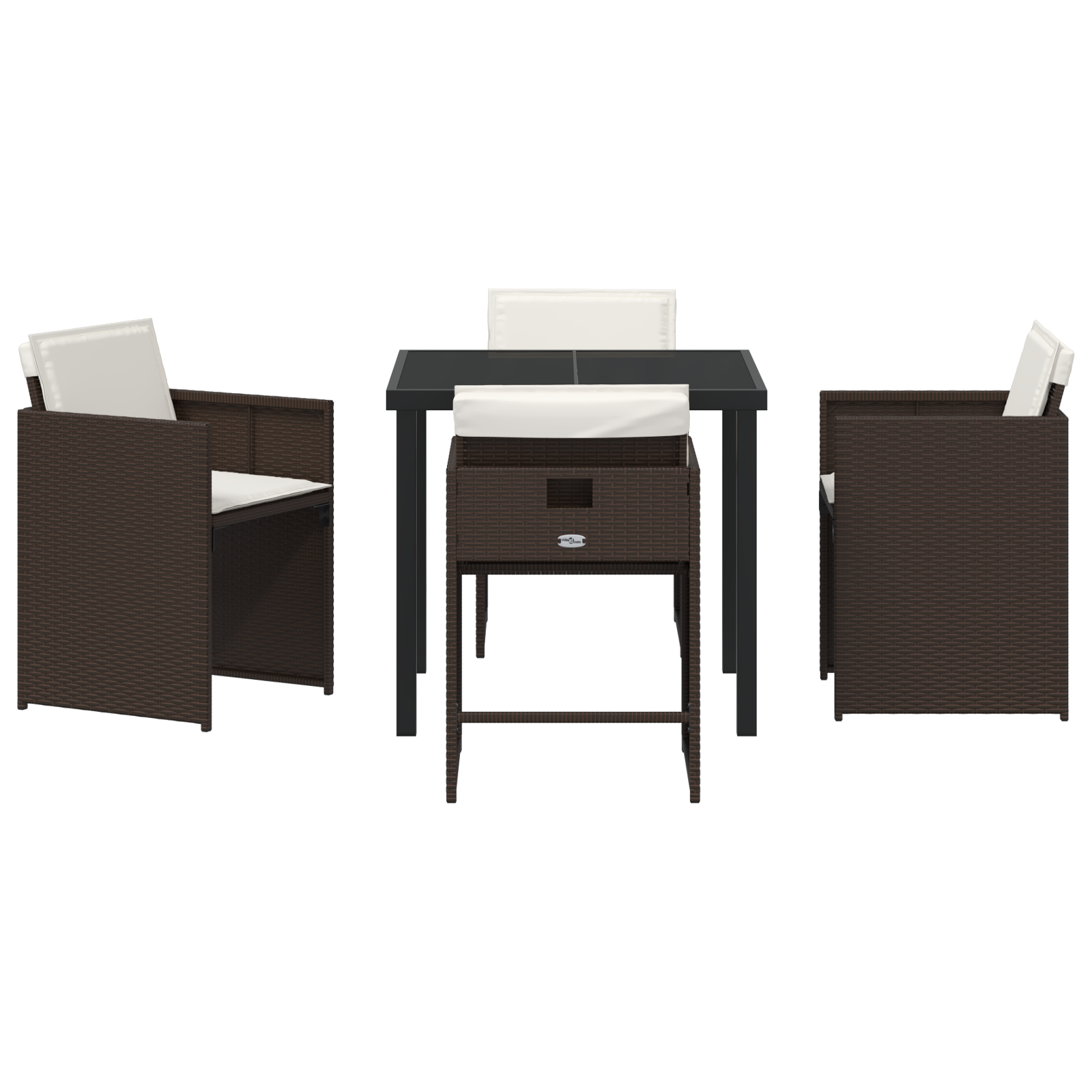 Set de 5 Piese pentru Dining în Grădină cu Perne Maro Ratan Poli GartenMobel Dekor