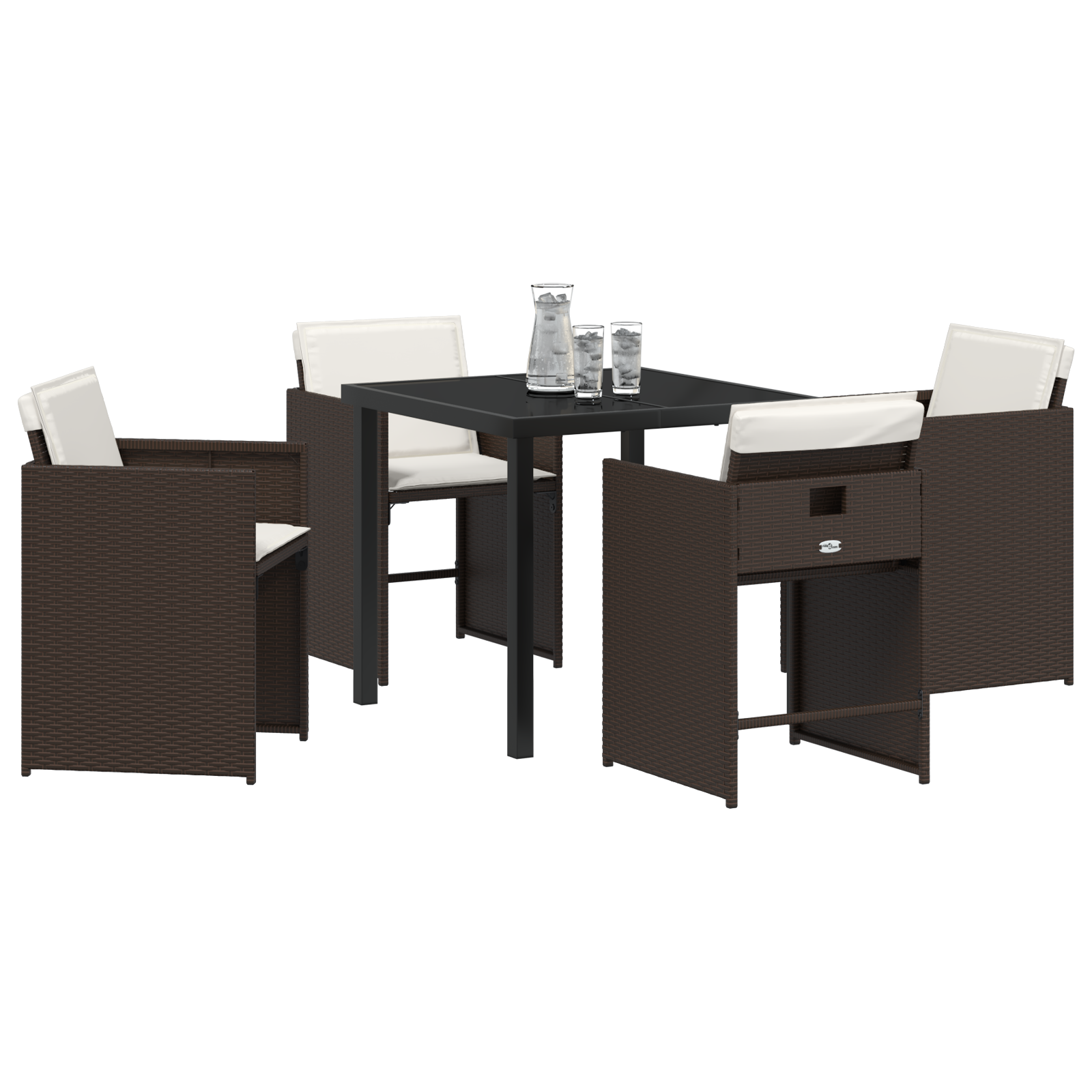 Set de 5 Piese pentru Dining în Grădină cu Perne Maro Ratan Poli GartenMobel Dekor