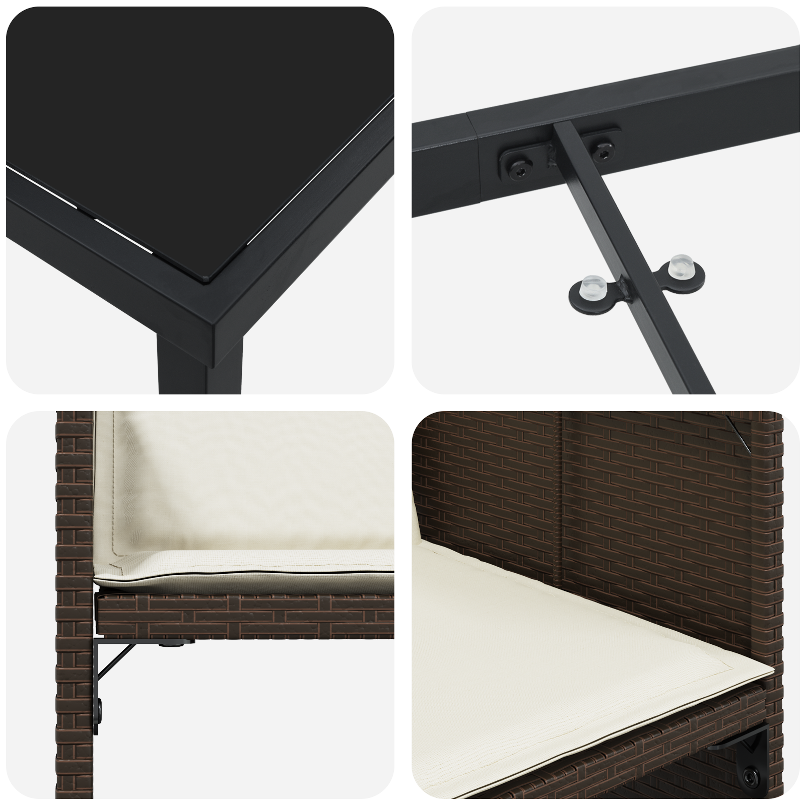 Set de 5 Piese pentru Dining în Grădină cu Perne Maro Ratan Poli GartenMobel Dekor