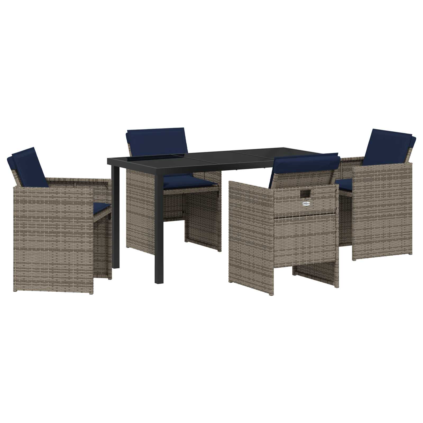 Set de Dining Grădină 5 Piese cu Perne Poliratan Gri GartenMobel Dekor