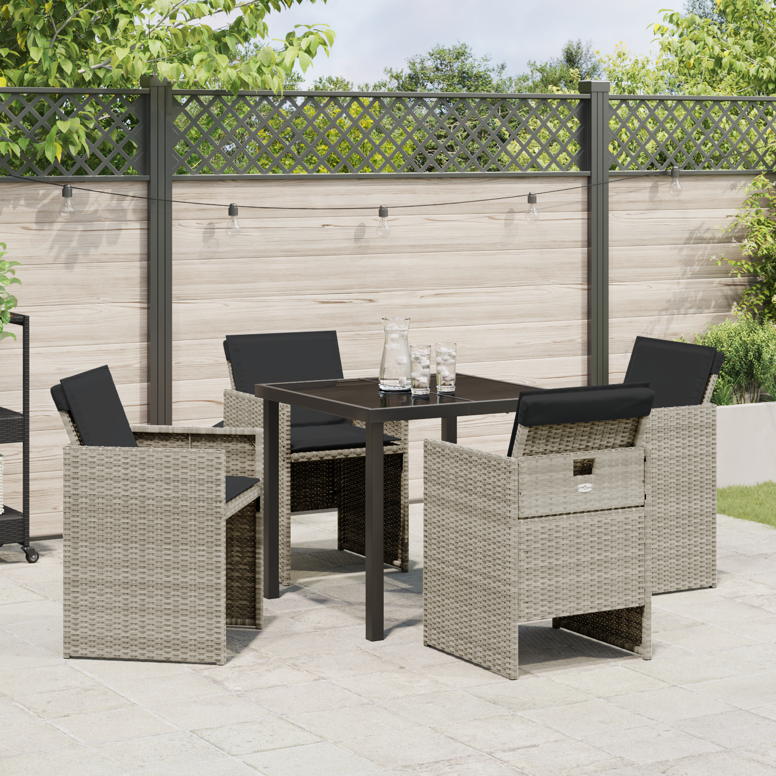Set de Dining de Grădină cu 5 Piese și Perne Gri Deschis din Ratan Poli GartenMobel Dekor