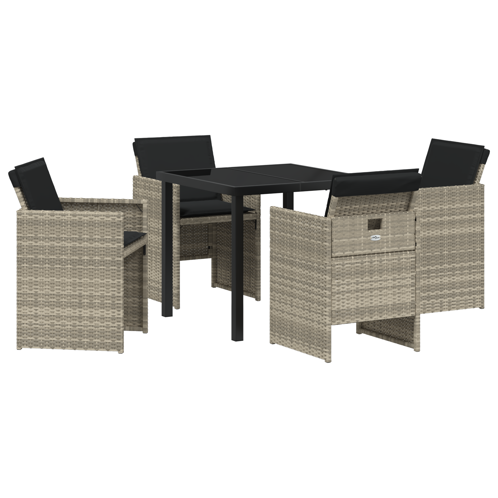 Set de Dining de Grădină cu 5 Piese și Perne Gri Deschis din Ratan Poli GartenMobel Dekor