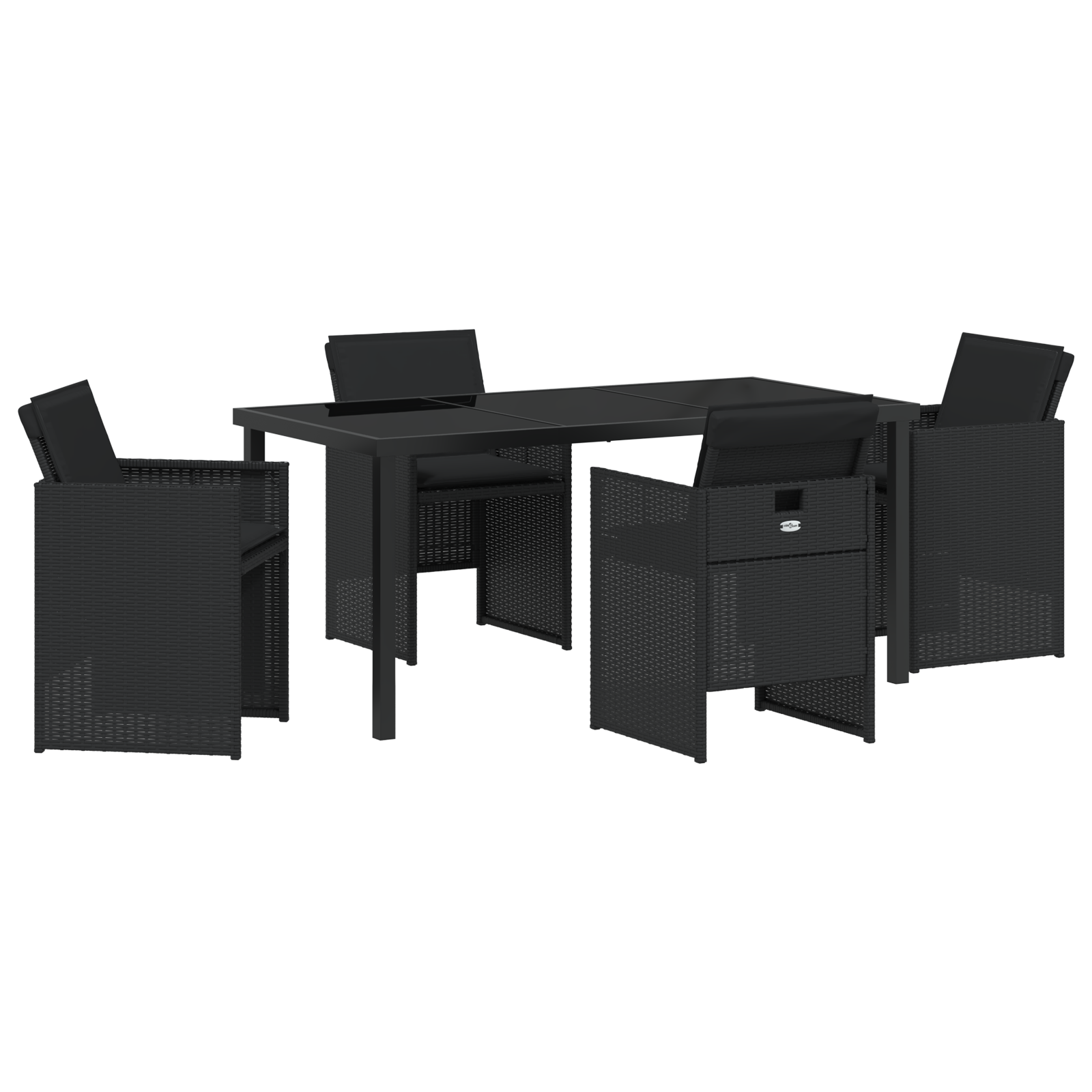Set de Dining de Grădină cu 5 Piese și Perne Ratan Poli Negru GartenMobel Dekor