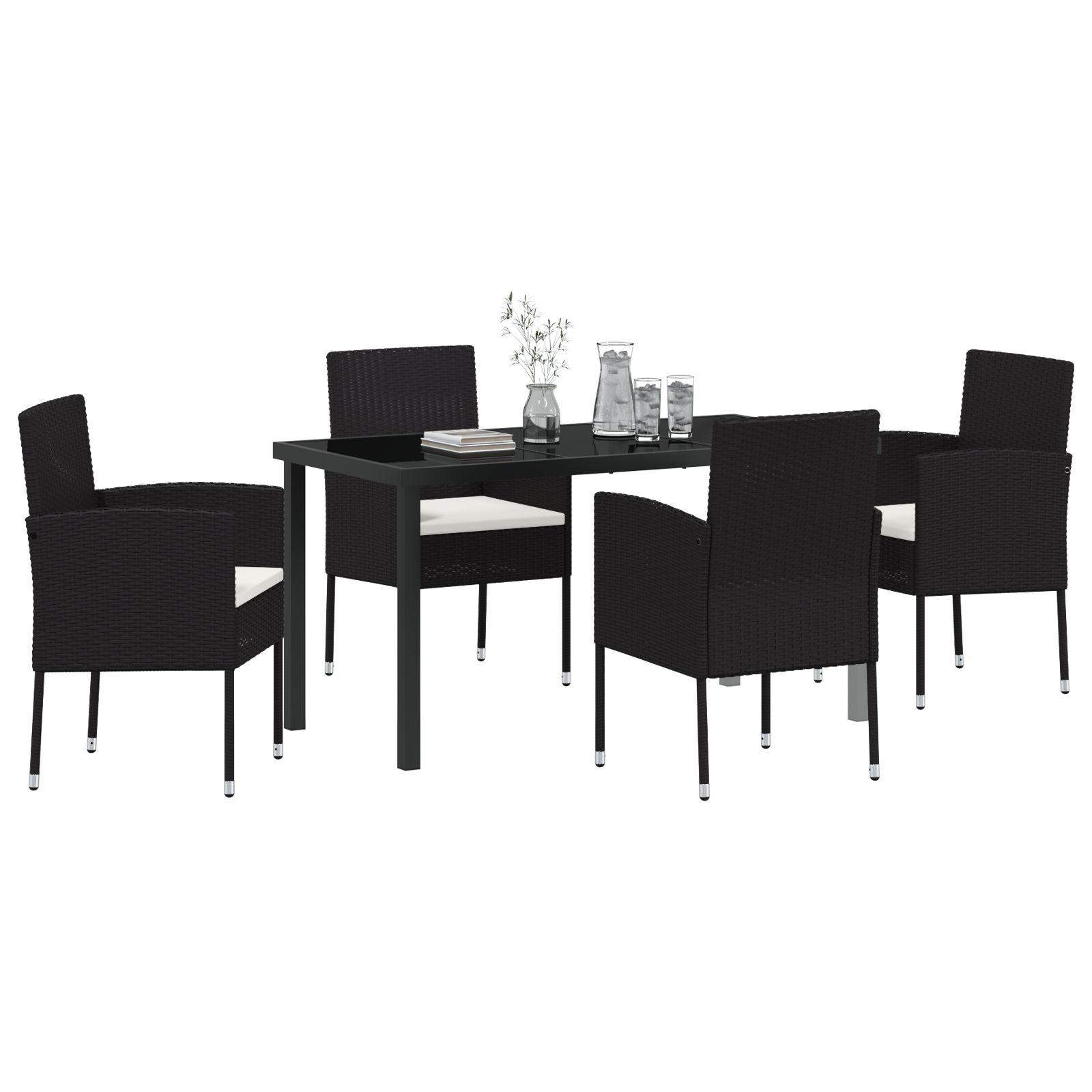 Set de Dining pentru Grădină 5 Piese cu Pernițe Negru Ratan Polimer GartenMobel Dekor