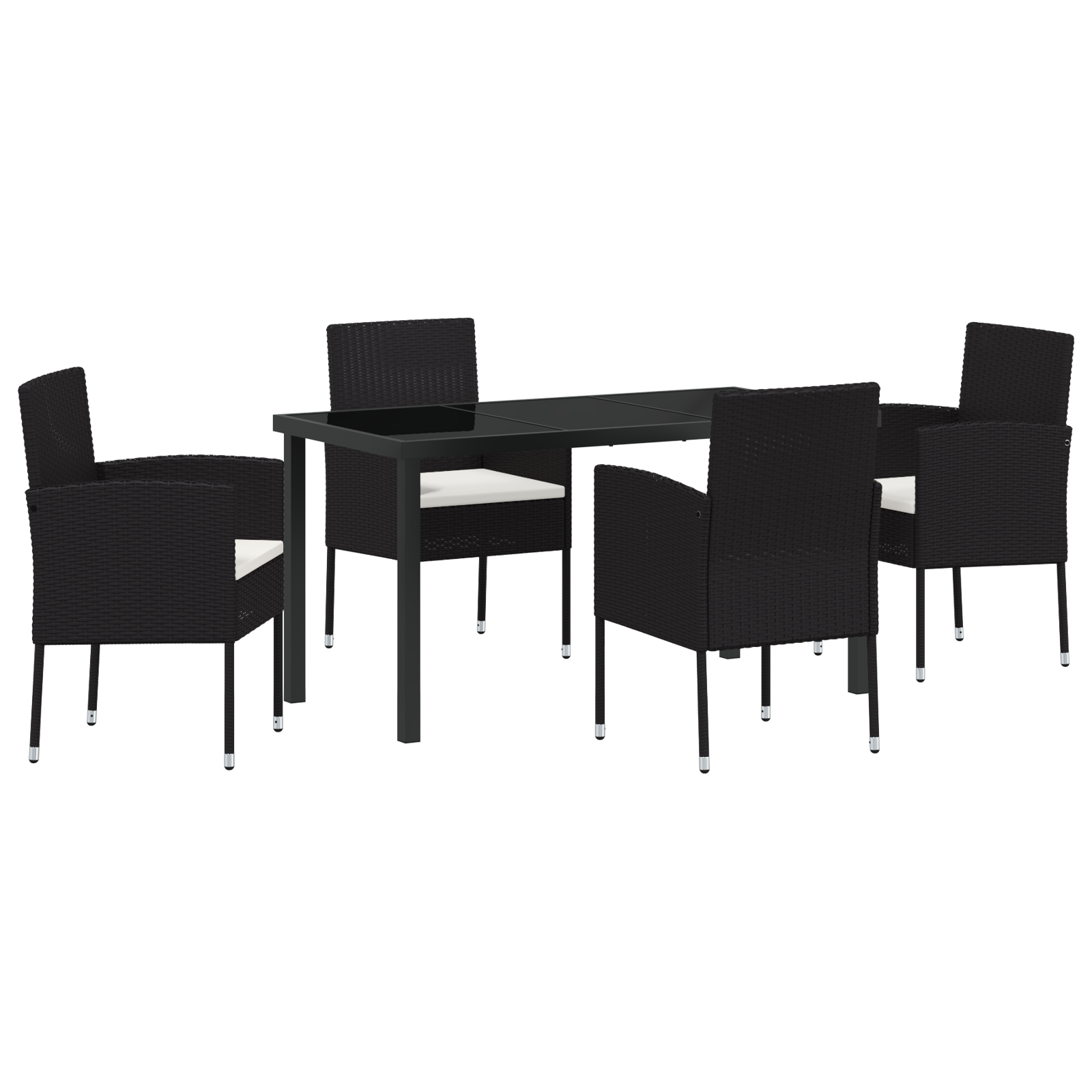 Set de Dining pentru Grădină 5 Piese cu Pernițe Negru Ratan Polimer GartenMobel Dekor