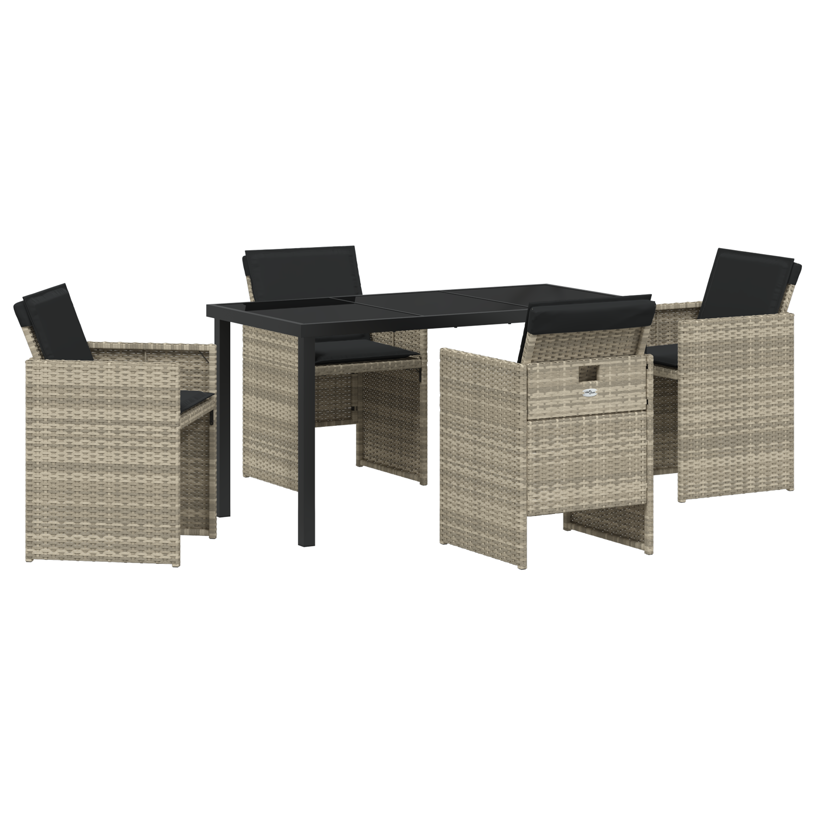 Set de Dining pentru Grădină cu 5 Piese și Perne Gri Deschis din Ratan Poliester GartenMobel Dekor