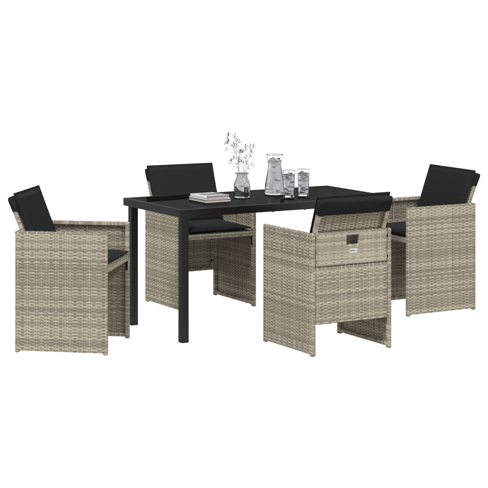 Set de Dining pentru Grădină cu 5 Piese și Perne Gri Deschis din Ratan Poliester GartenMobel Dekor