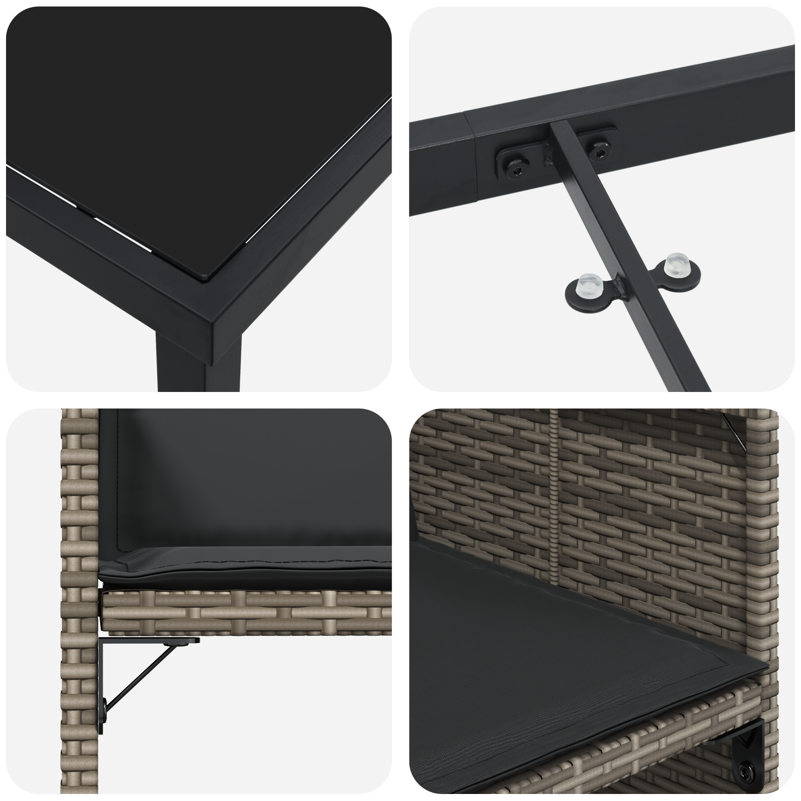 Set de Dining pentru Grădină cu Perne Gri Poliratan GartenMobel Dekor