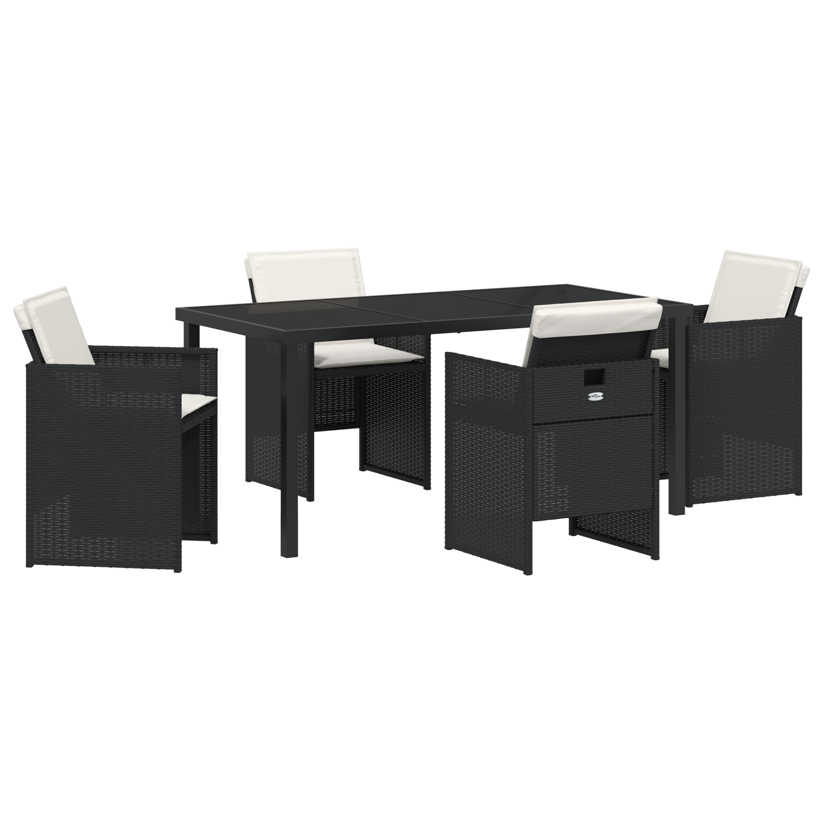 Set de Masă pentru Grădină 5 Piese cu Perne Negru Ratan Polimeric GartenMobel Dekor