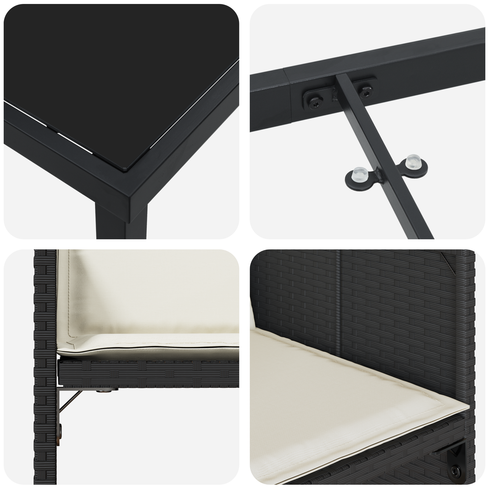 Set de Masă pentru Grădină cu 5 Piese și Perne din Poliratan Negru GartenMobel Dekor