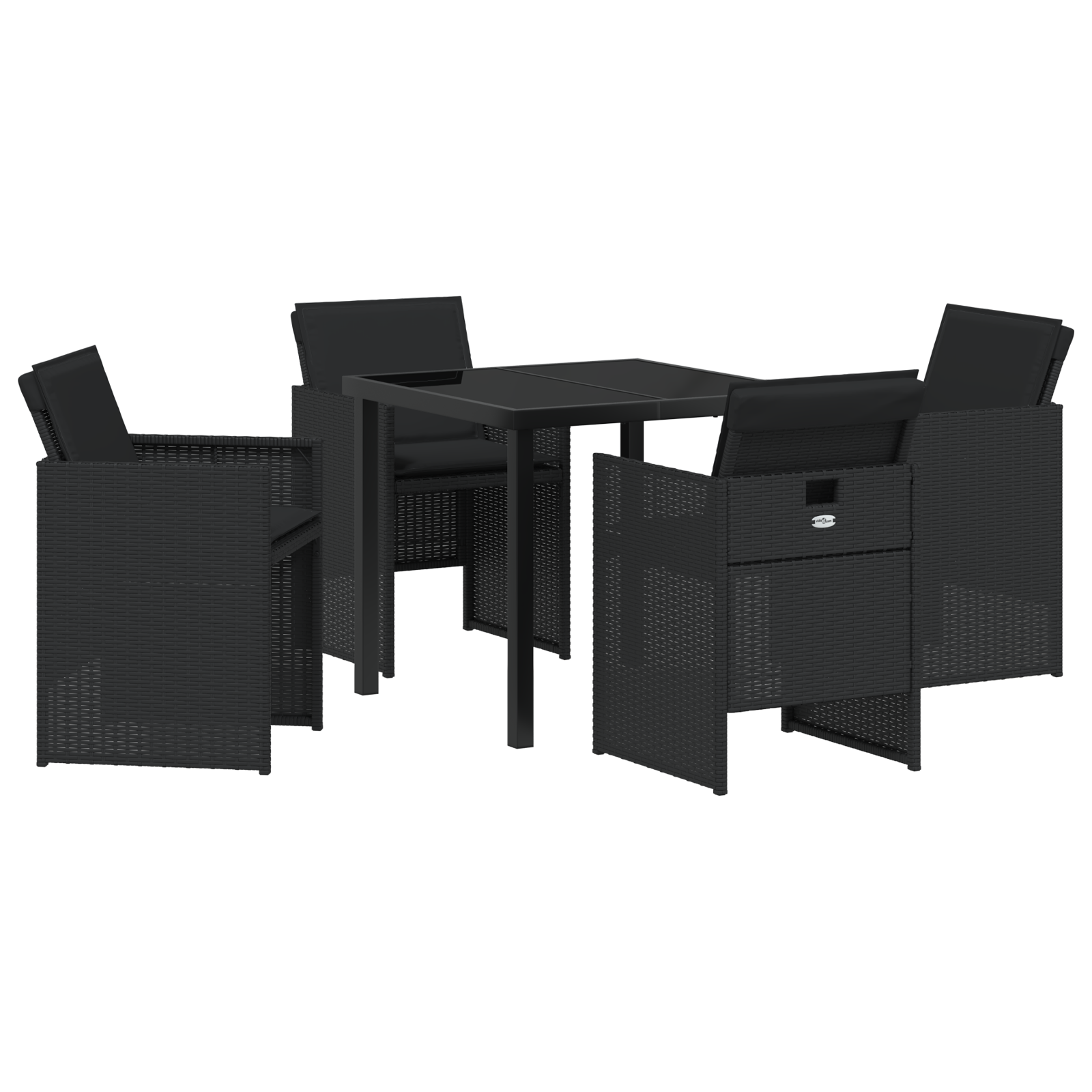 Set de Masă pentru Grădină cu Perne Ratan Poliester Negru GartenMobel Dekor