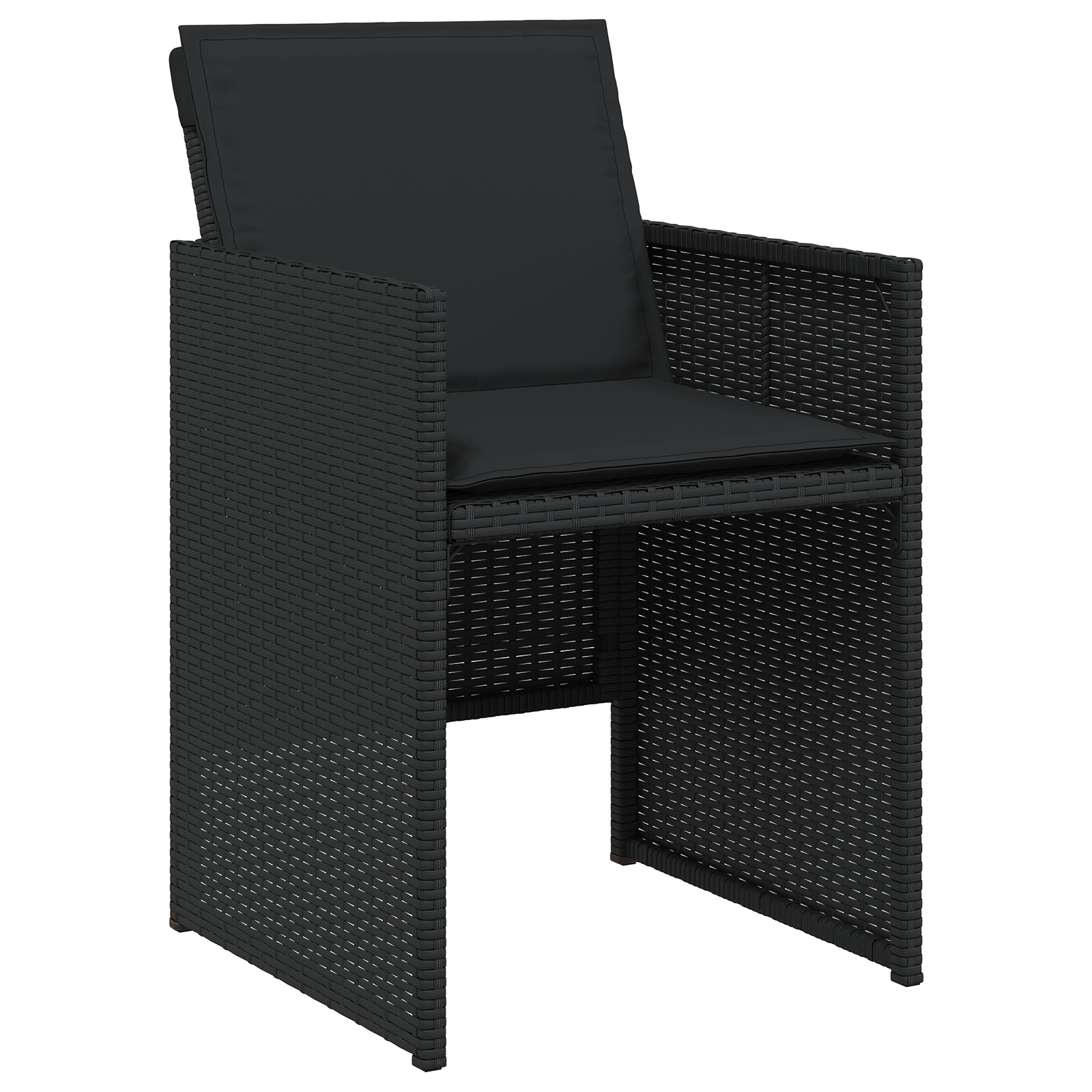 Set de Masă pentru Grădină cu Perne Ratan Poliester Negru GartenMobel Dekor