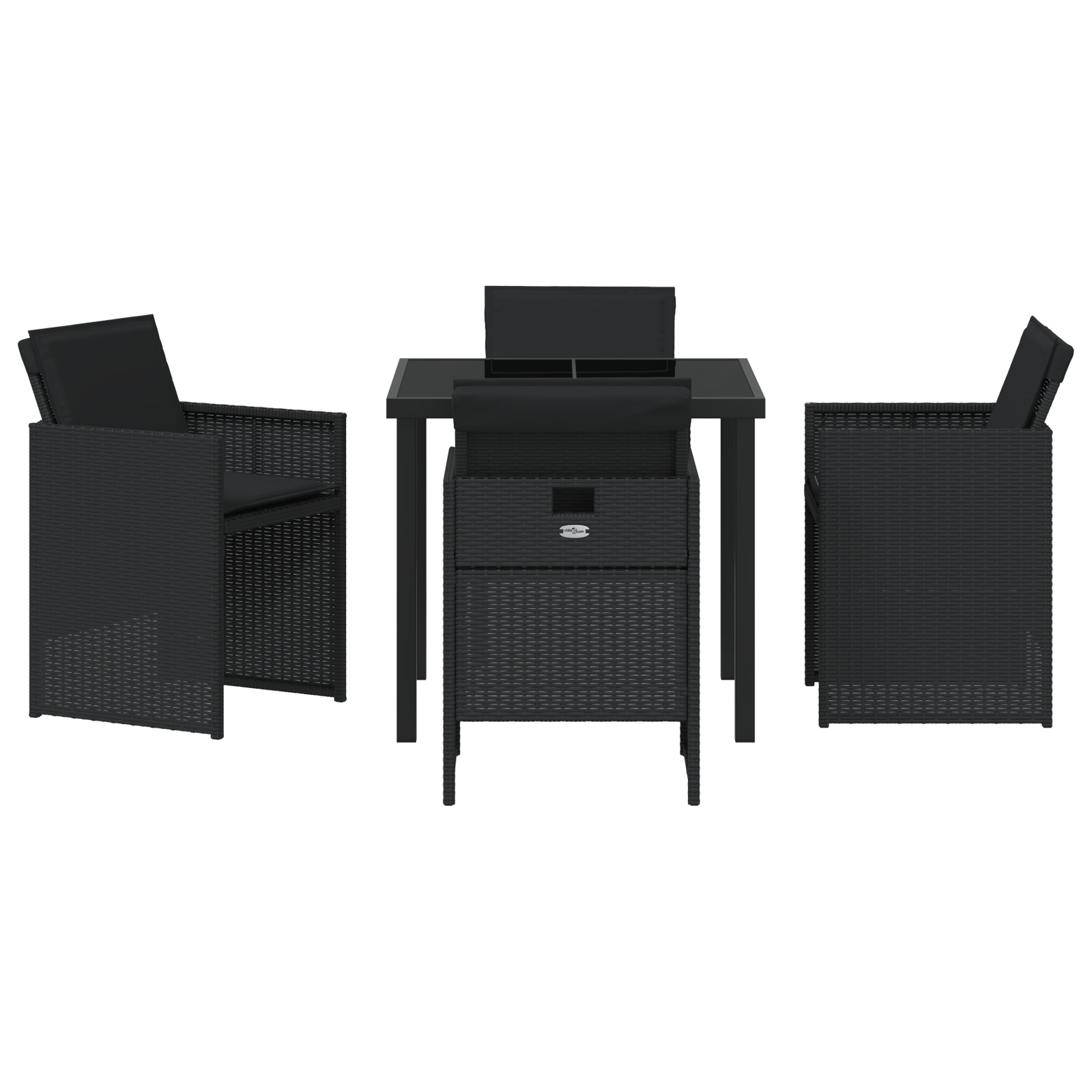 Set de Masă pentru Grădină cu Perne Ratan Poliester Negru GartenMobel Dekor