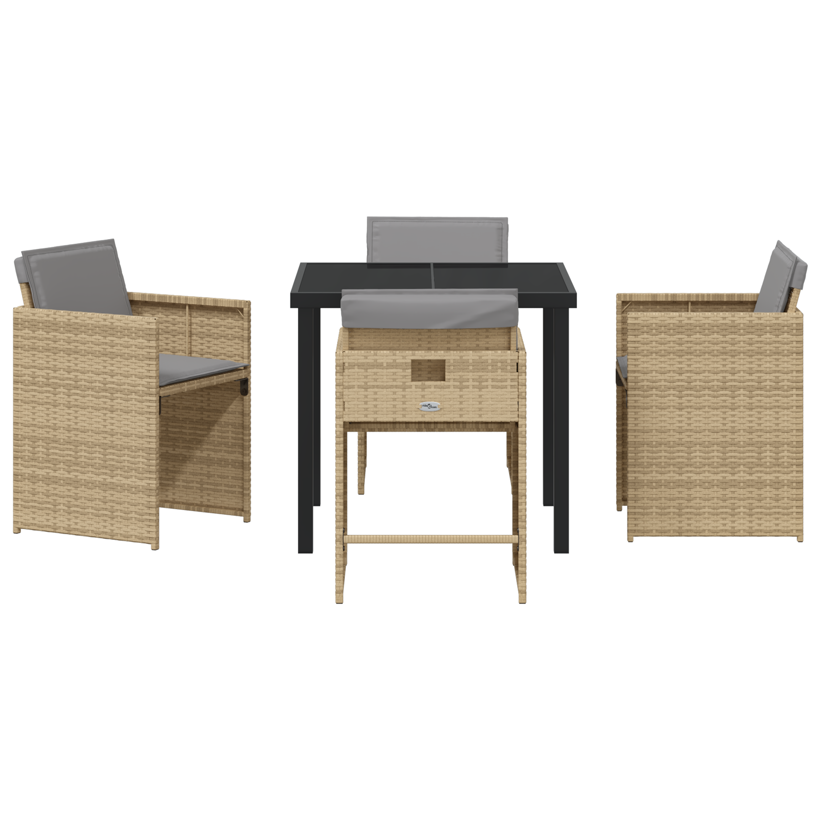 Set de dining de grădină 5 piese cu perne Bej Poliratan GartenMobel Dekor
