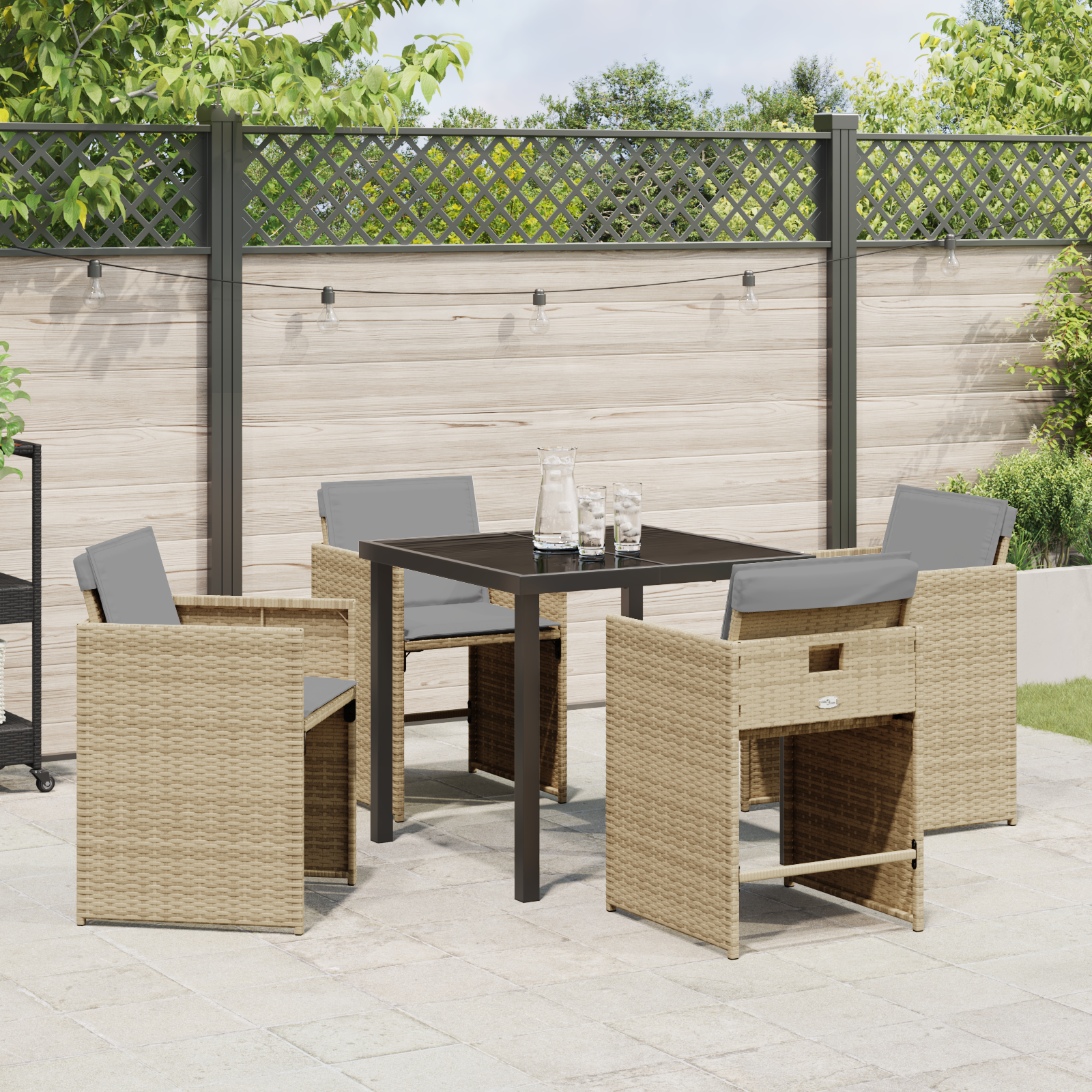 Set de dining de grădină 5 piese cu perne Bej Poliratan GartenMobel Dekor