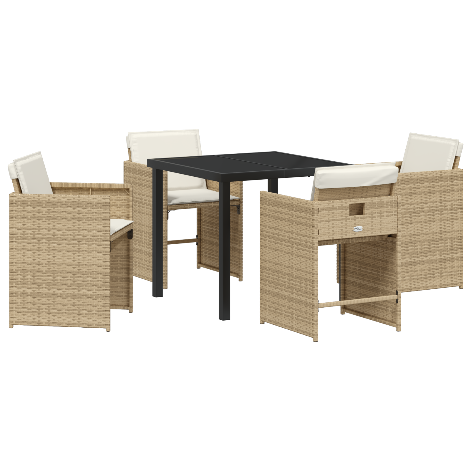 Set de dining de grădină 5 piese cu perne Bej Rattan Poly GartenMobel Dekor