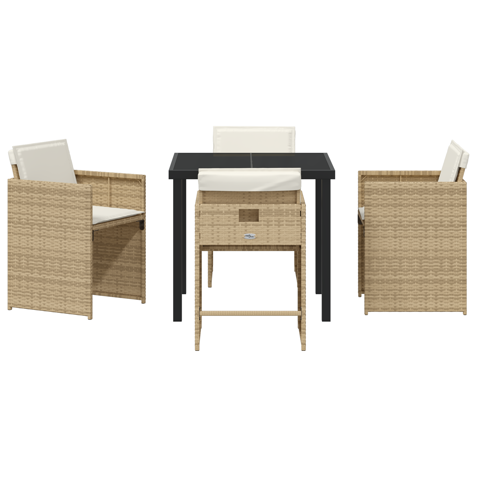 Set de dining de grădină 5 piese cu perne Bej Rattan Poly GartenMobel Dekor