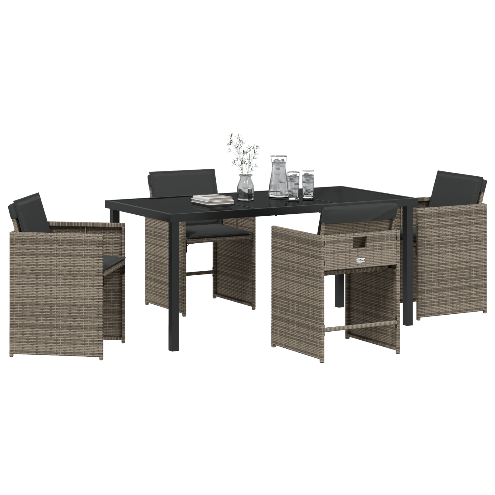 Set de dining de grădină 5 piese cu perne Gri Ratan PE GartenMobel Dekor