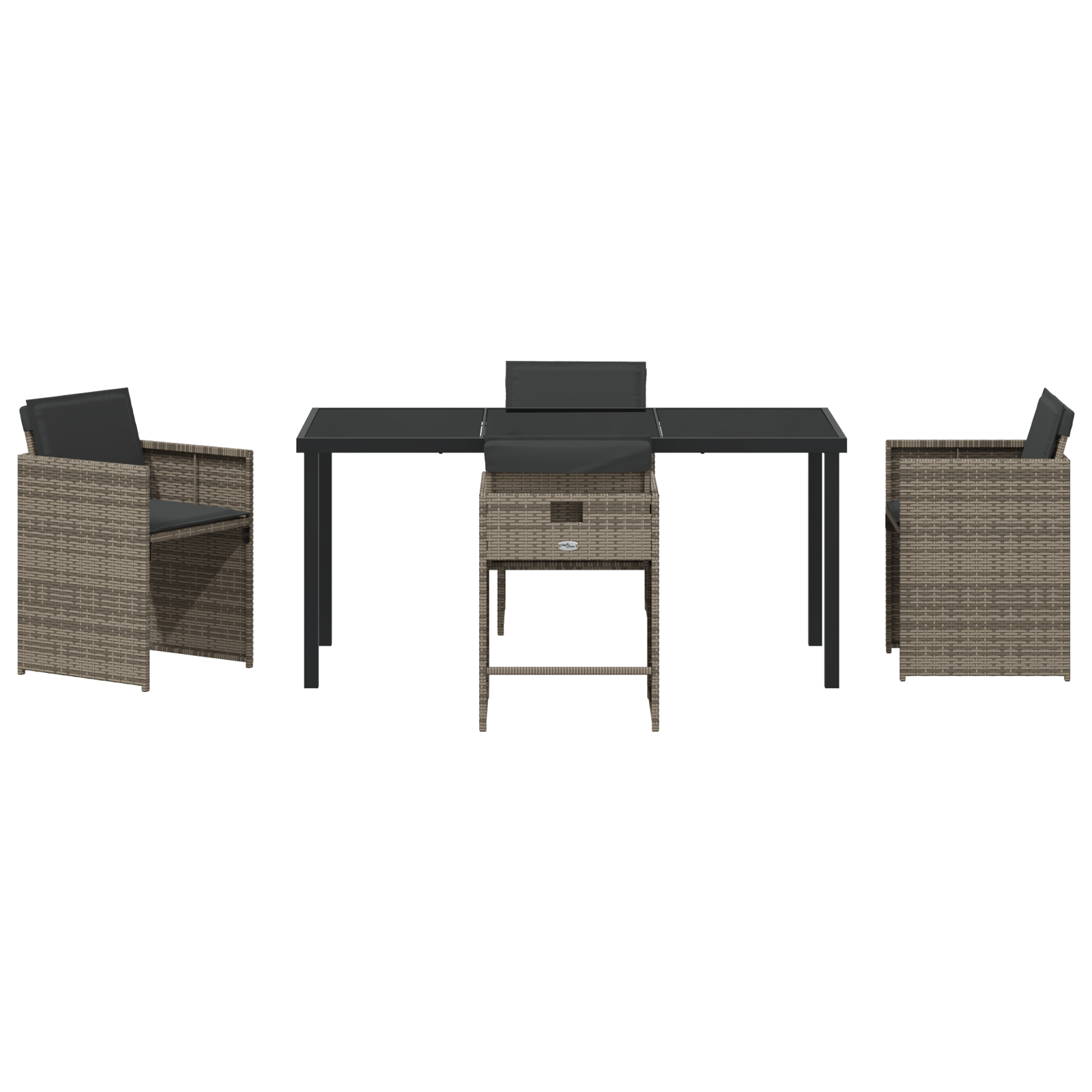 Set de dining de grădină 5 piese cu perne Gri Ratan PE GartenMobel Dekor