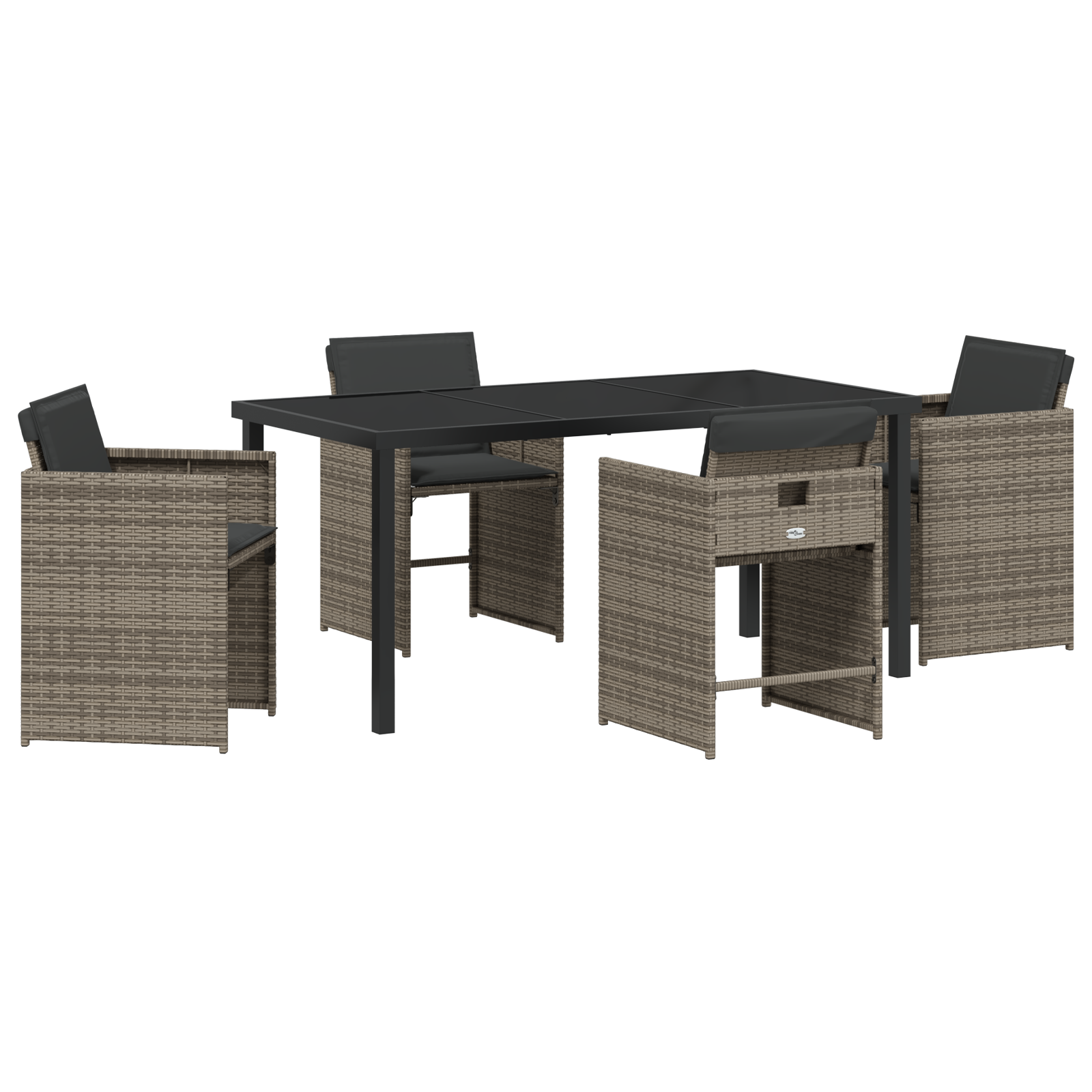 Set de dining de grădină 5 piese cu perne Gri Ratan PE GartenMobel Dekor